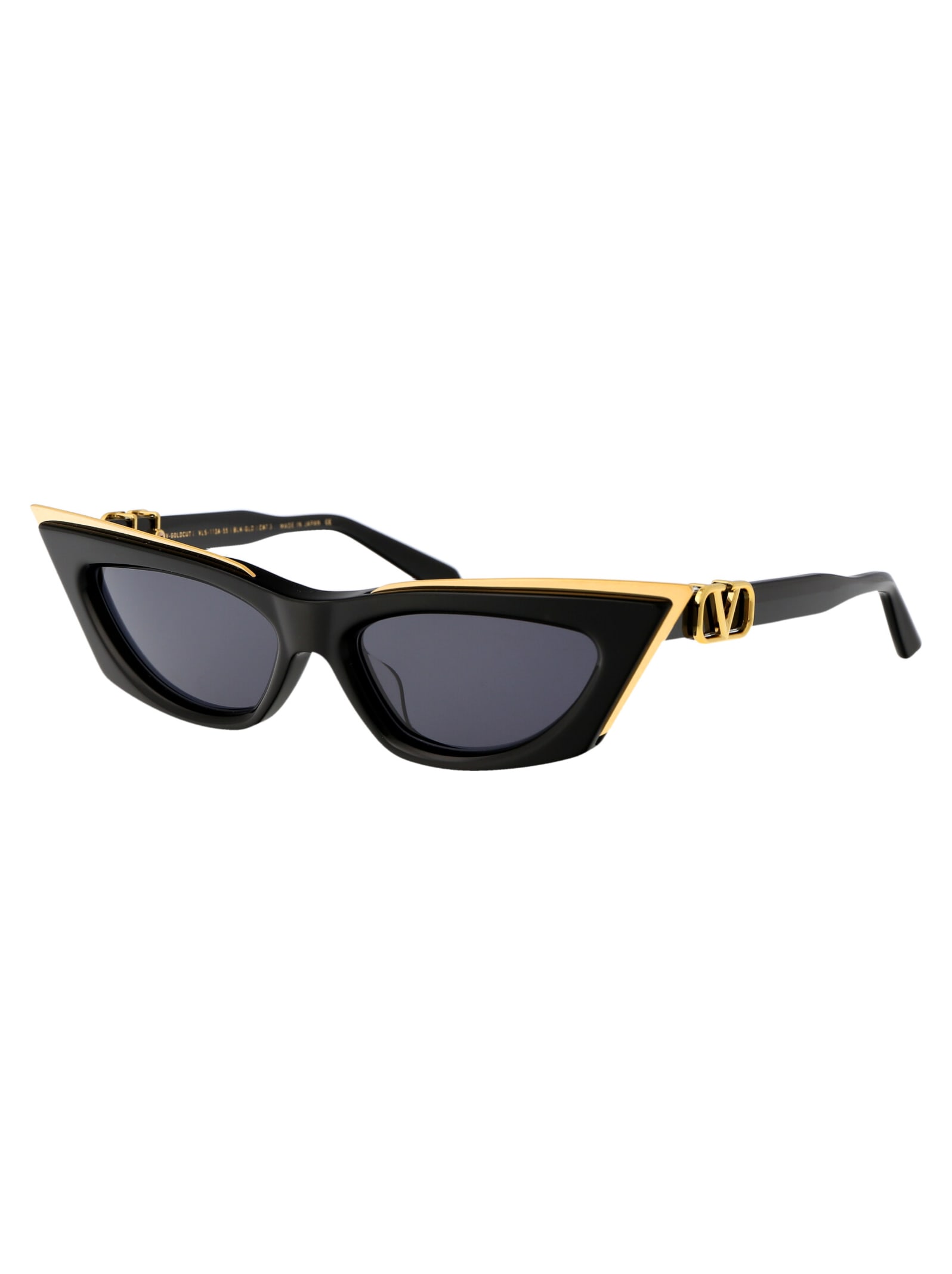 Shop Valentino V - Goldcut - I Sunglasses In 113a Black - Yellow Gold W/ Dark Grey - Ar