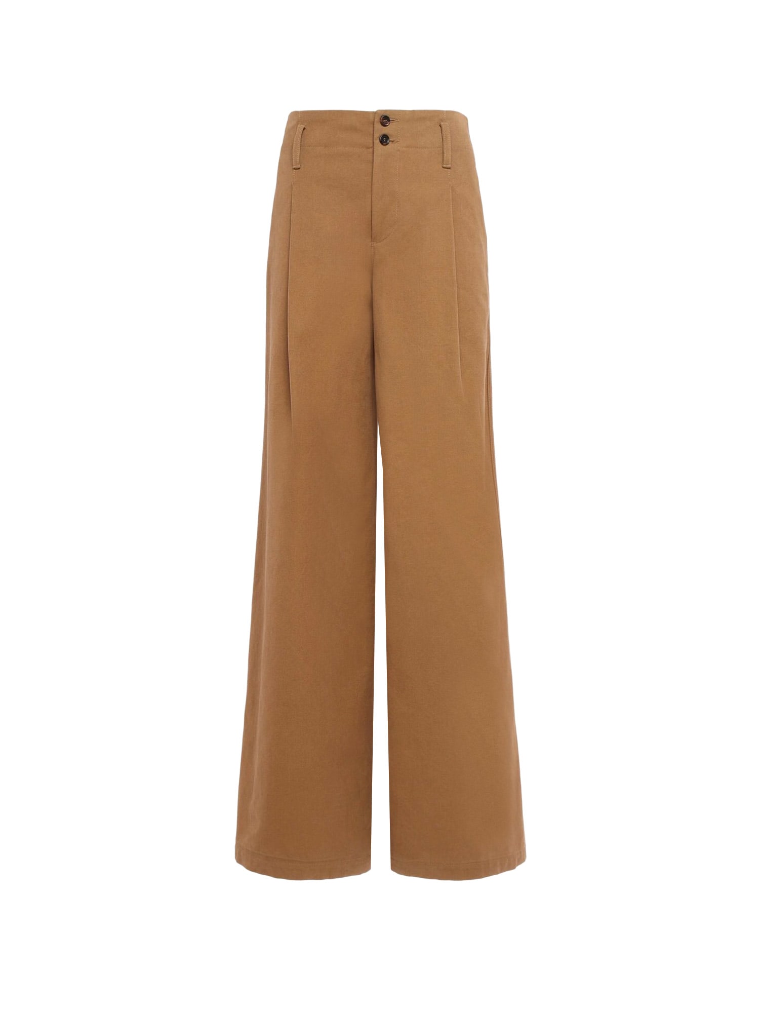Chloé Wide Leg Canvas Trousers In Brown