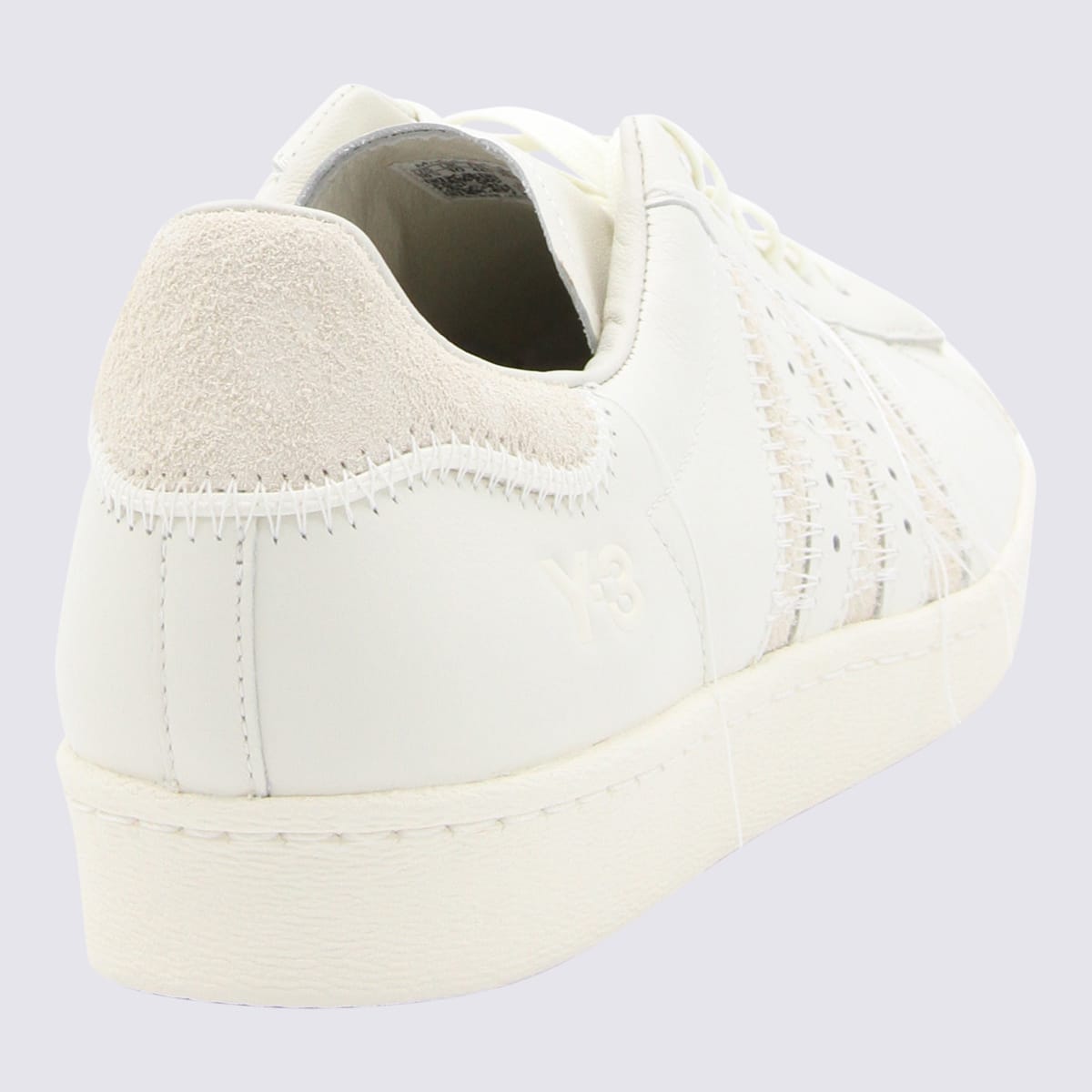 Shop Y-3 White Leather And Beige Suede Superstar Sneakers