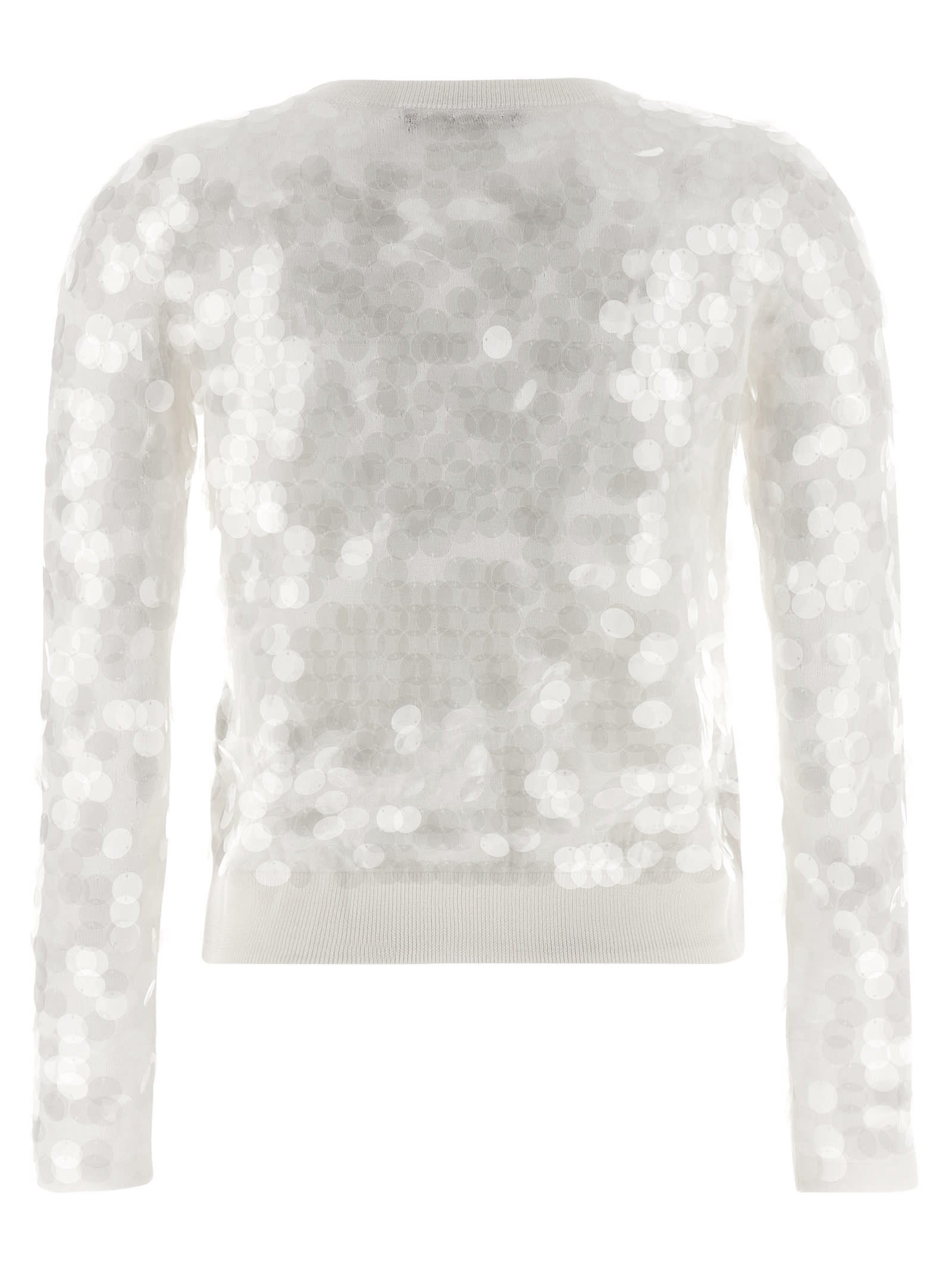 Max Mara Sequin Embellished Cardigan In White