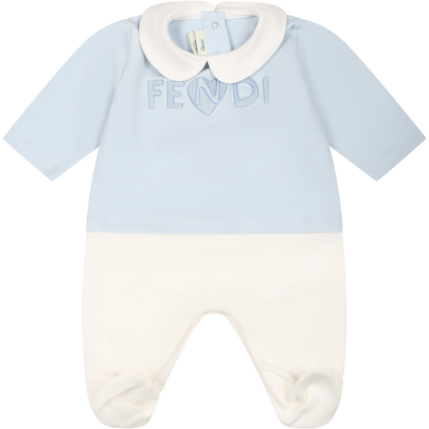 Shop Fendi Light Blue Set For Baby Girl With Logo