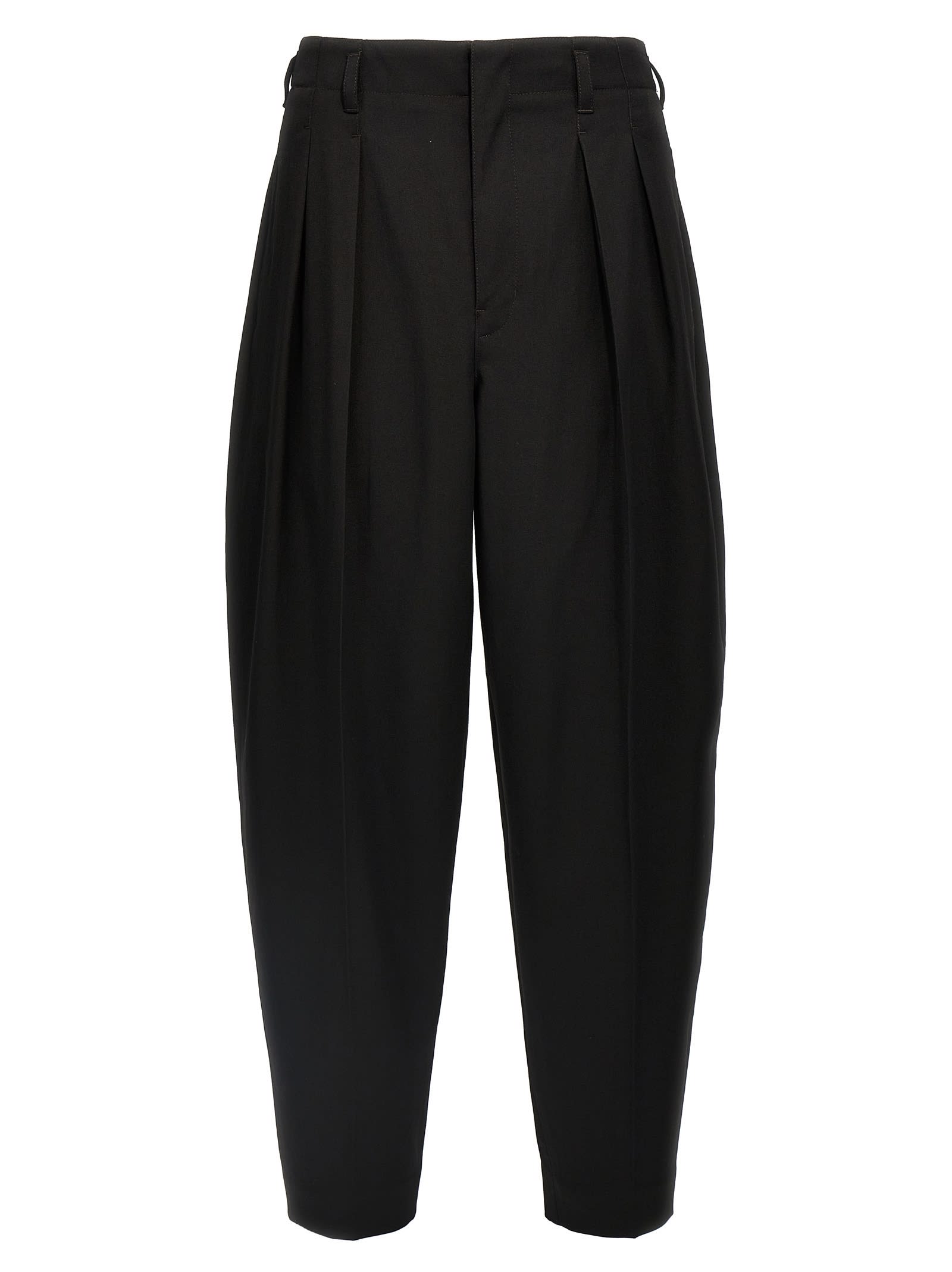 Shop Lemaire Pleated Tapered Pants In Black