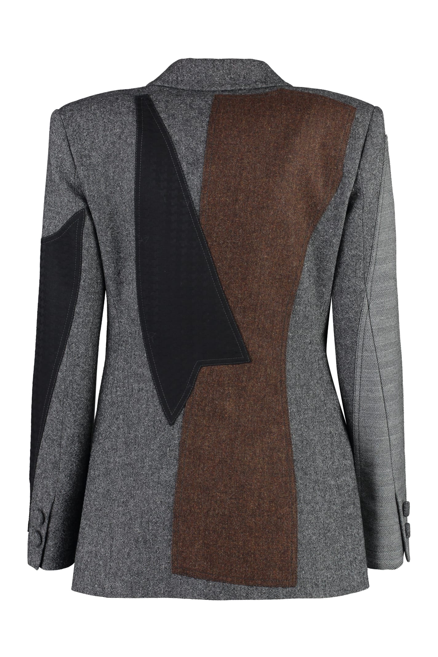 Shop Moschino Wool Blend Blazer In Grey
