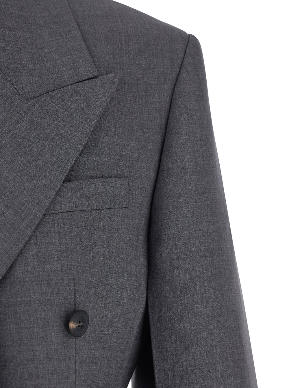 Rohe Grey Double-breasted Jacket With Peak Revers In Wool Stretch Woman In Gray