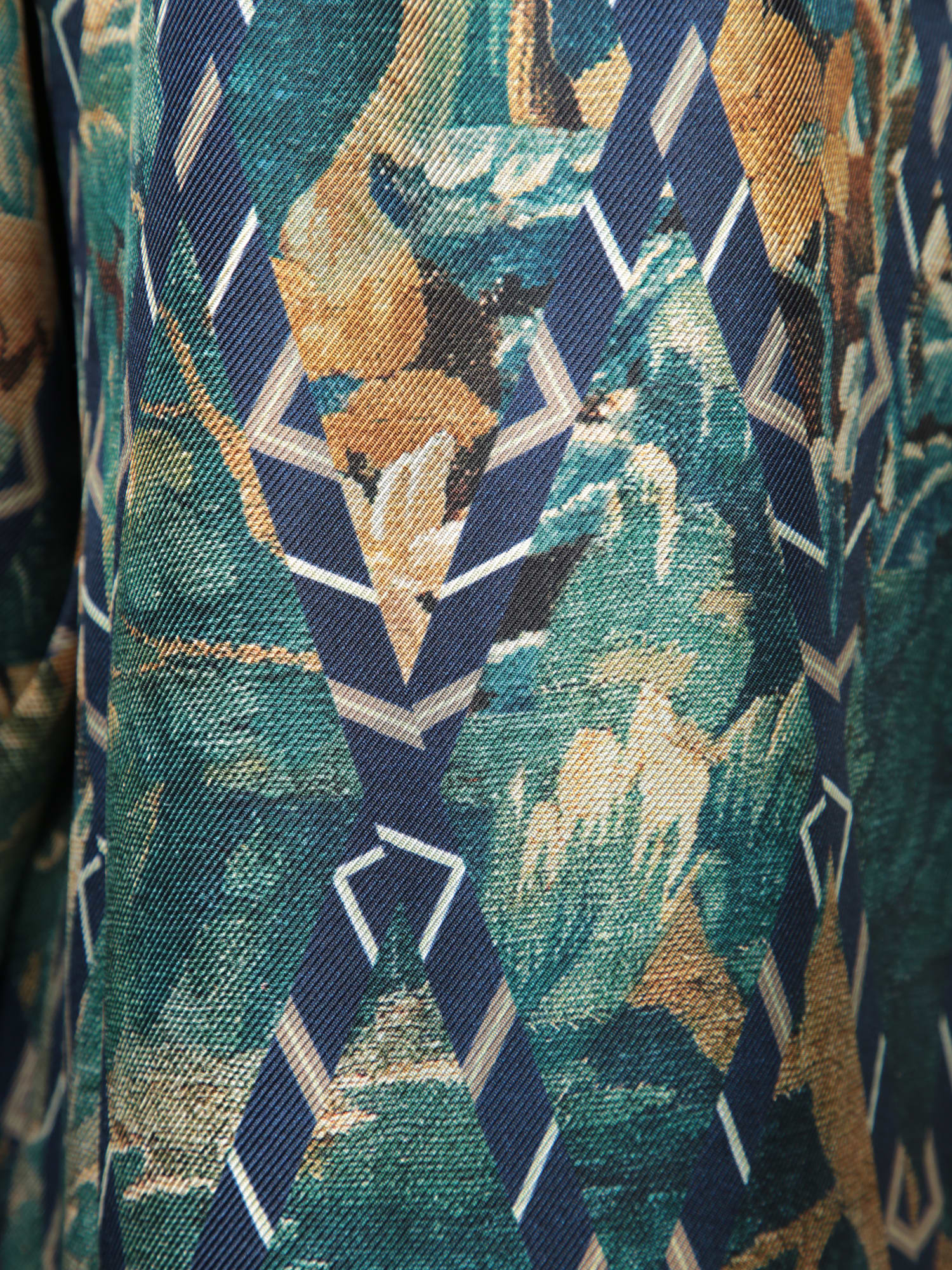 Shop Pierre-louis Mascia Turquoise Patterned Silk Trousers In Blue