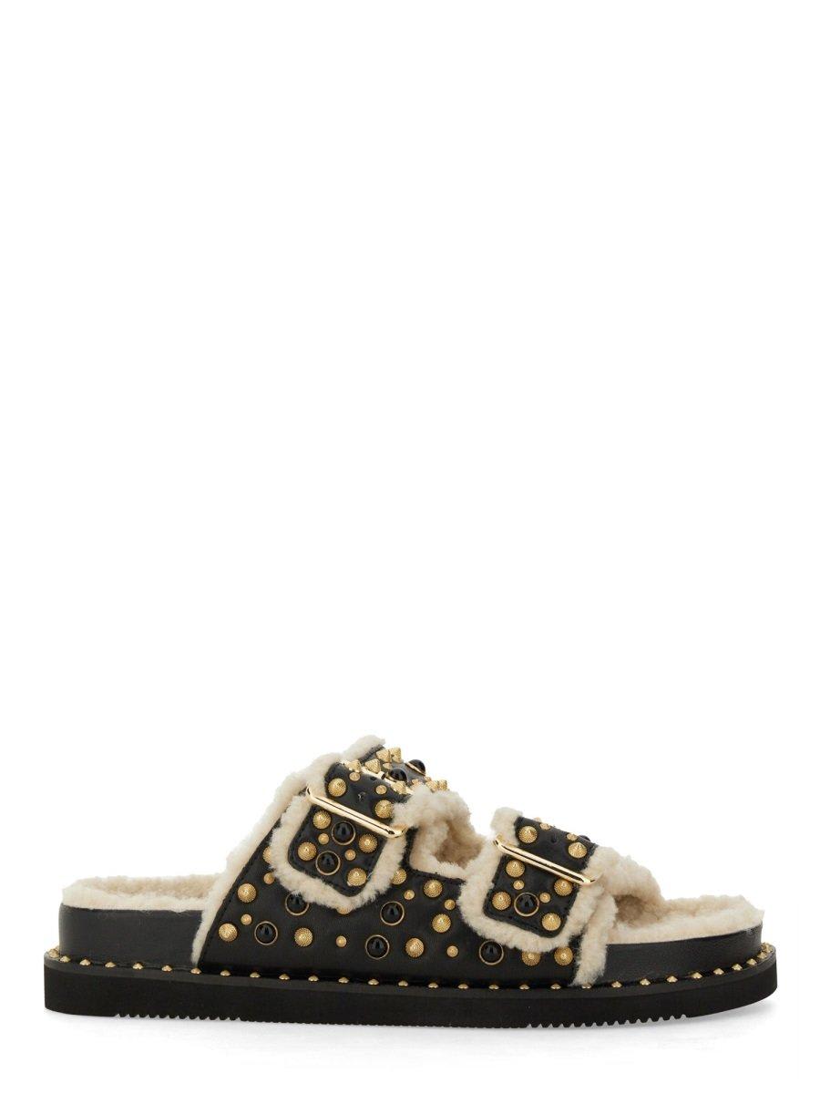 Buckle-strap Slip-on Sandals