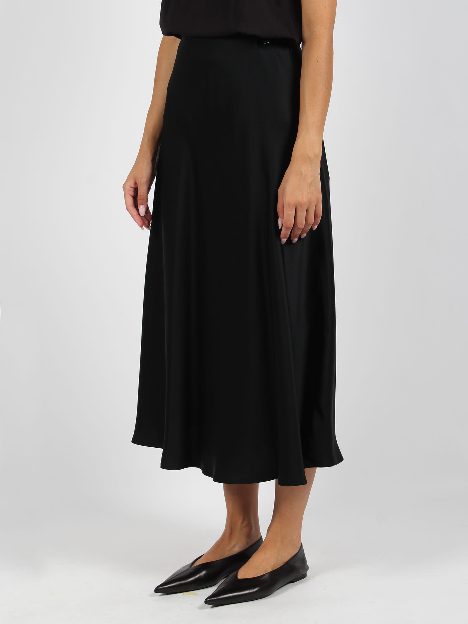 Shop Herno Satin Fluid Skirt In Black