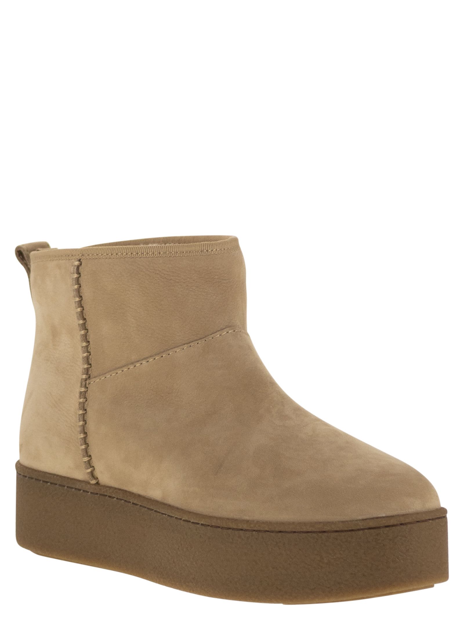 Hogan Beige Suede Ankle Boots In Brown