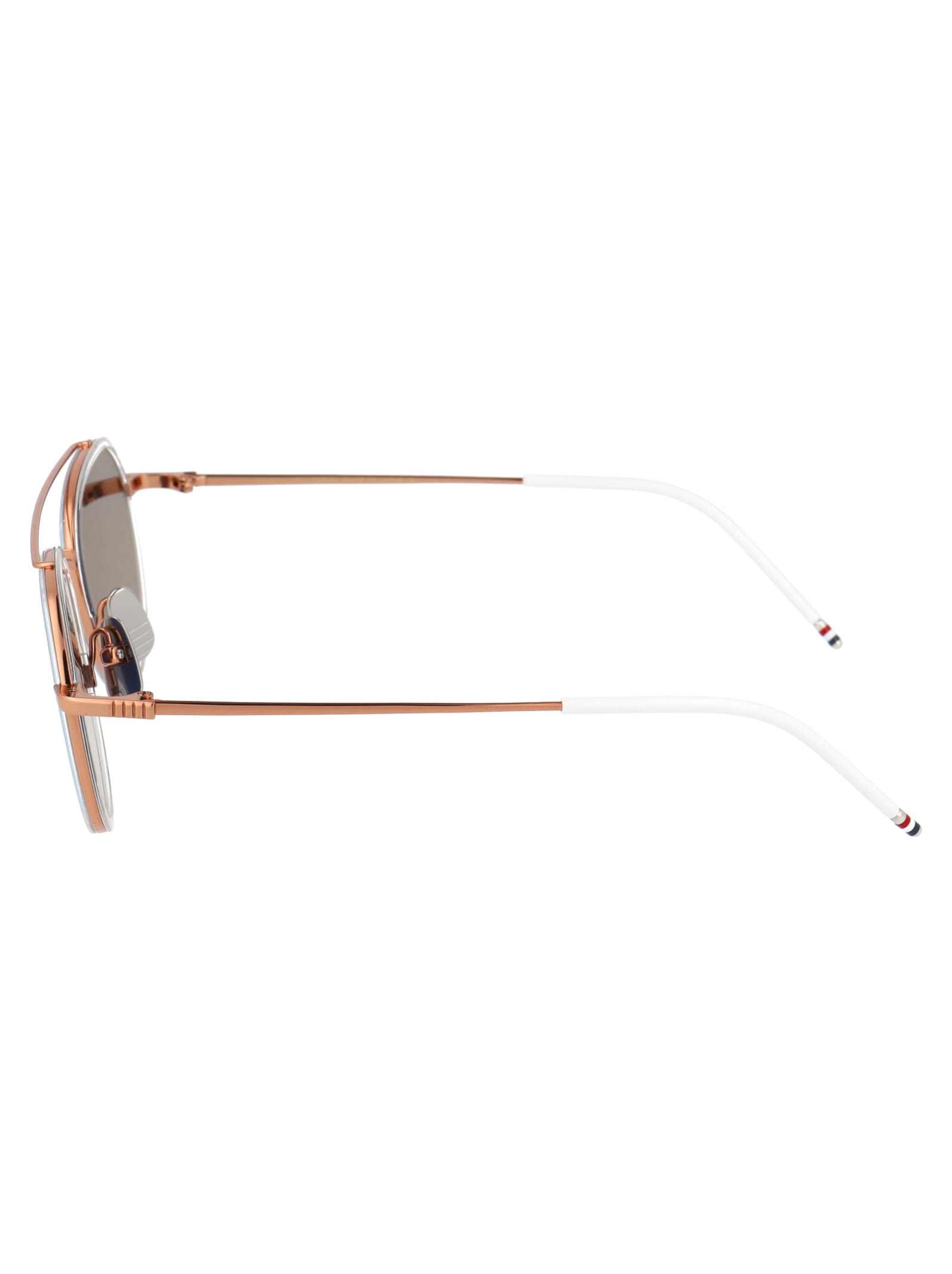 Shop Thom Browne Tb-801 Sunglasses In Rose Gold - Crystal Clear W/ Dark Grey - Milky Gold Flash - Ar