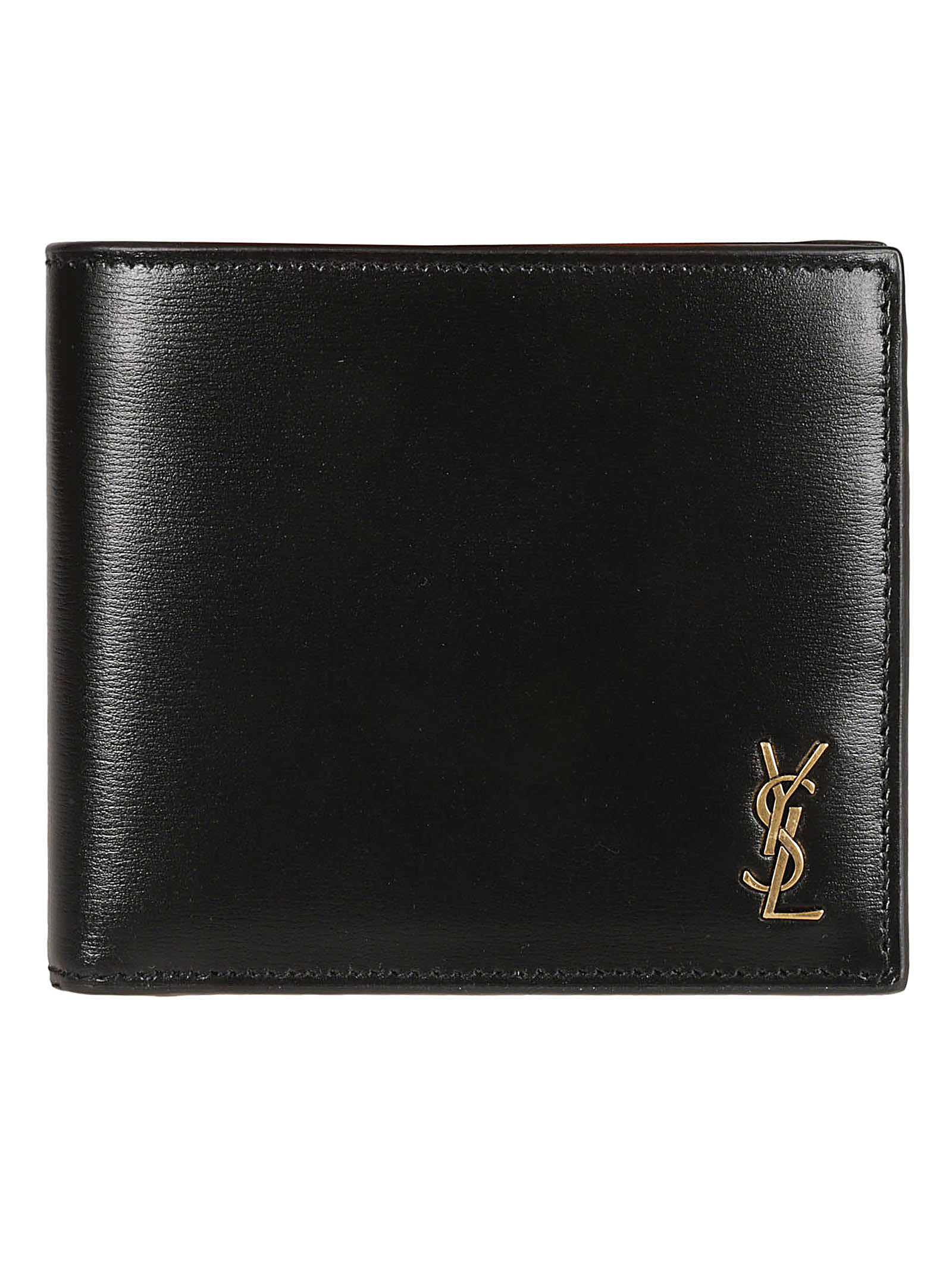 Shop Saint Laurent Tiny Logo Bifold Wallet In Black