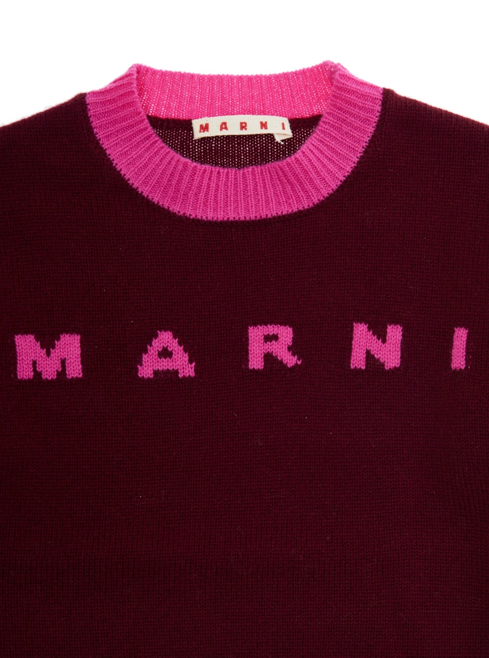 Marni Maglione Girocollo In Misto Lana-cashmere Colorblock In Pink