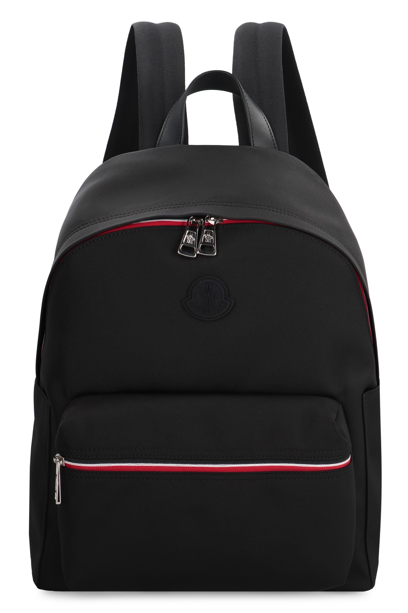 Shop Moncler New Pierrick Leather Details Nylon Backpack In Black