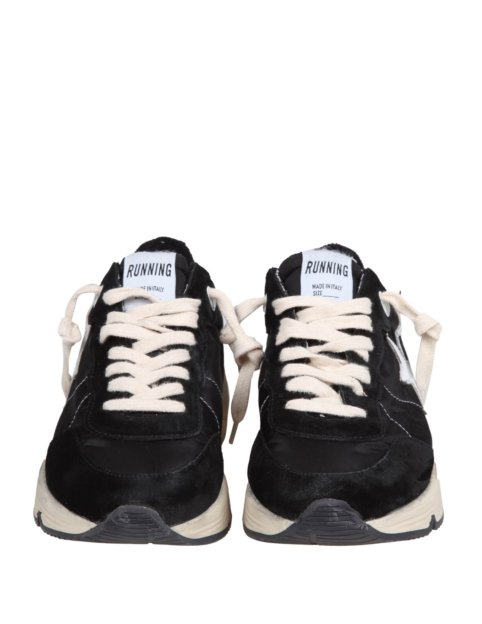 Shop Golden Goose Running Sun Sneakers In Suede Color Black/white