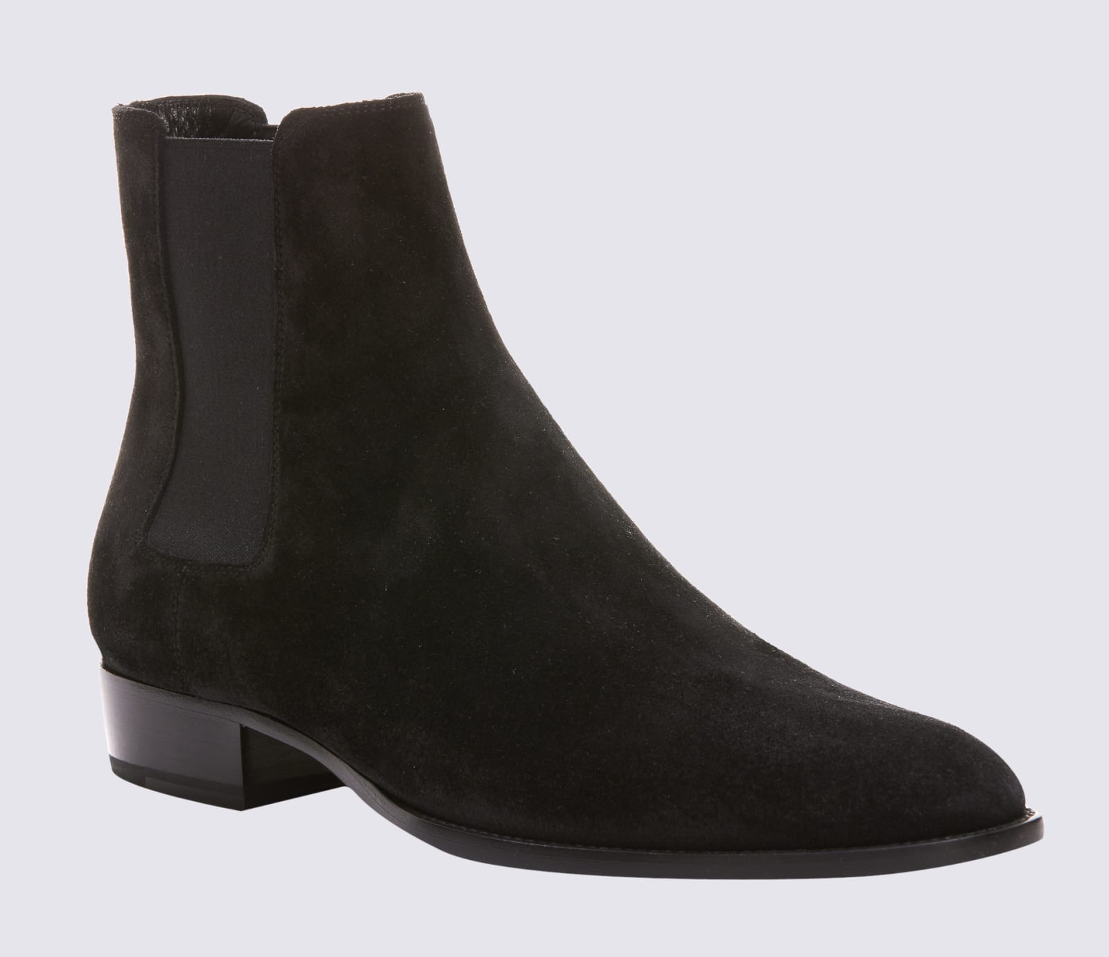 Shop Saint Laurent Black Suede Chelsea Wyatt Boots