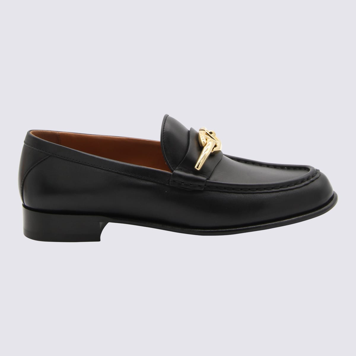 Shop Valentino Black Leather Loafers