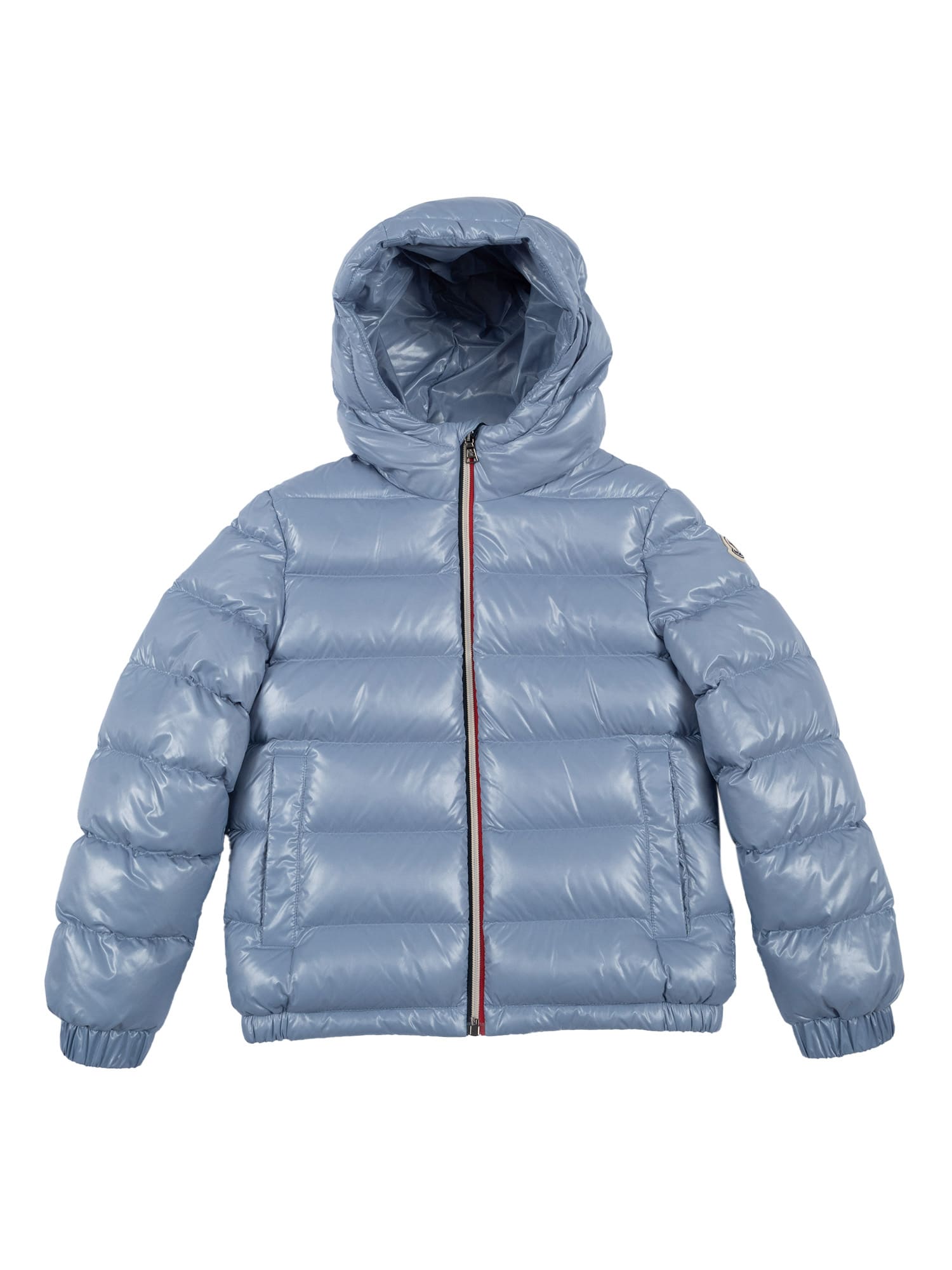 Moncler Medium Blue New Aubert Hodded Shell-down Jacket 4-14 In Blue