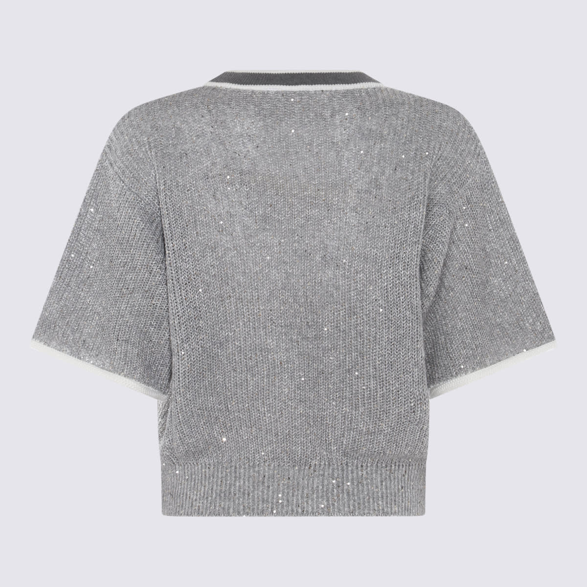 Shop Brunello Cucinelli Mid Grey Linen Blend Sweater In Grigio Medio