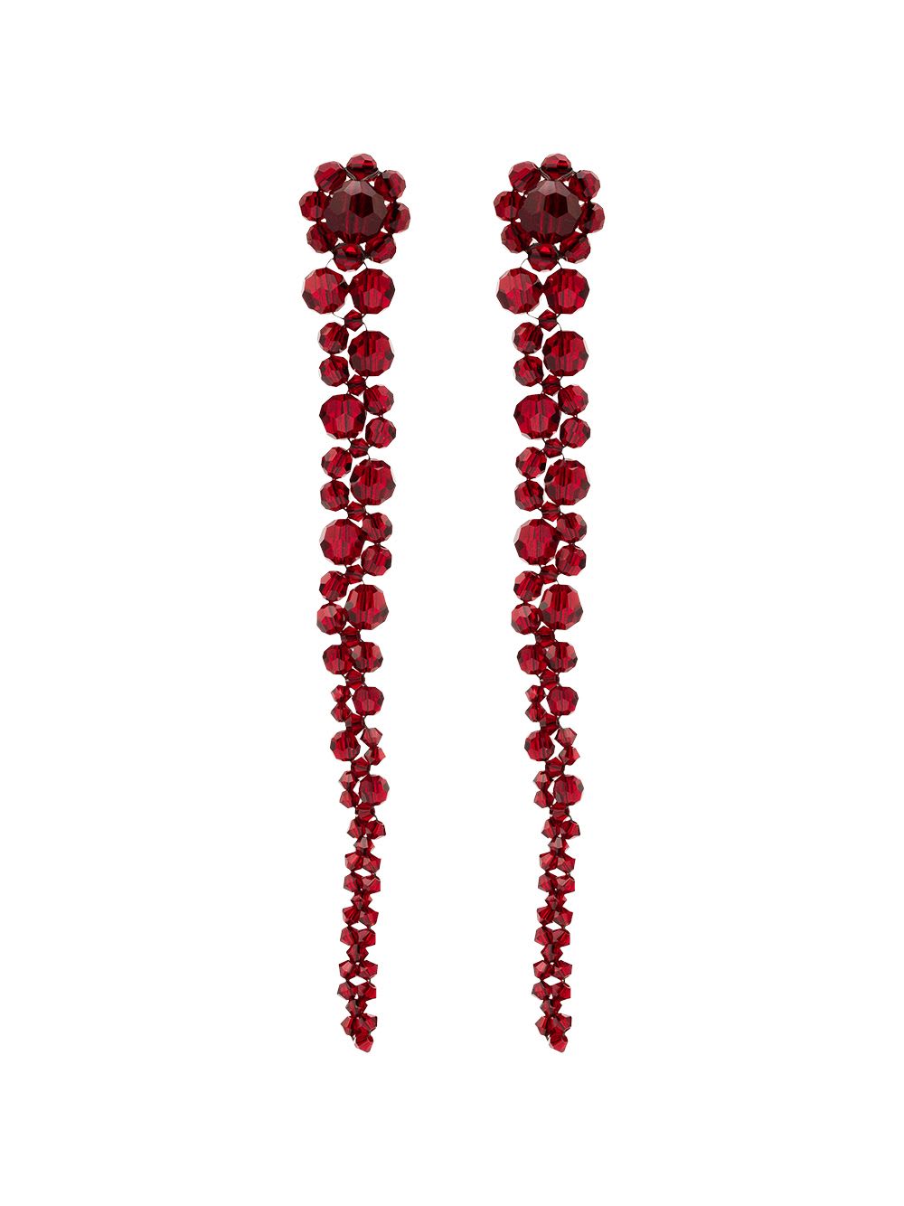 Simone Rocha Crystal-embellished Drop Earrings In Blood Red