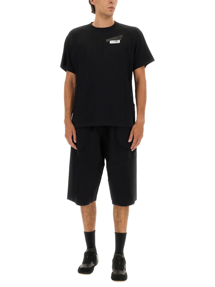 Mm6 Maison Margiela Knee-length Shorts Featuring Elastic Waistband In Black