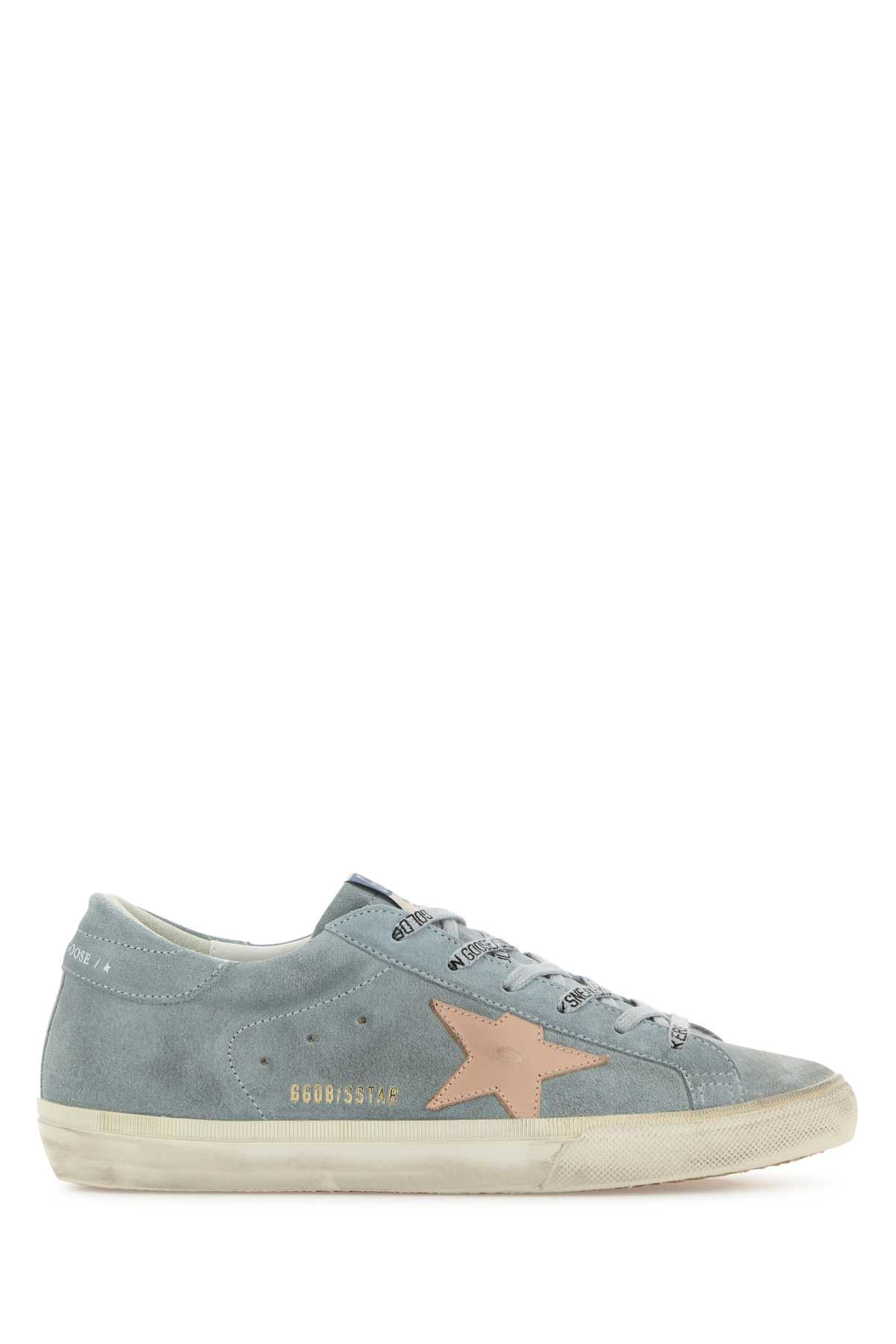 GOLDEN GOOSE LIGHT BLUE SUEDE SUPER STAR SNEAKERS