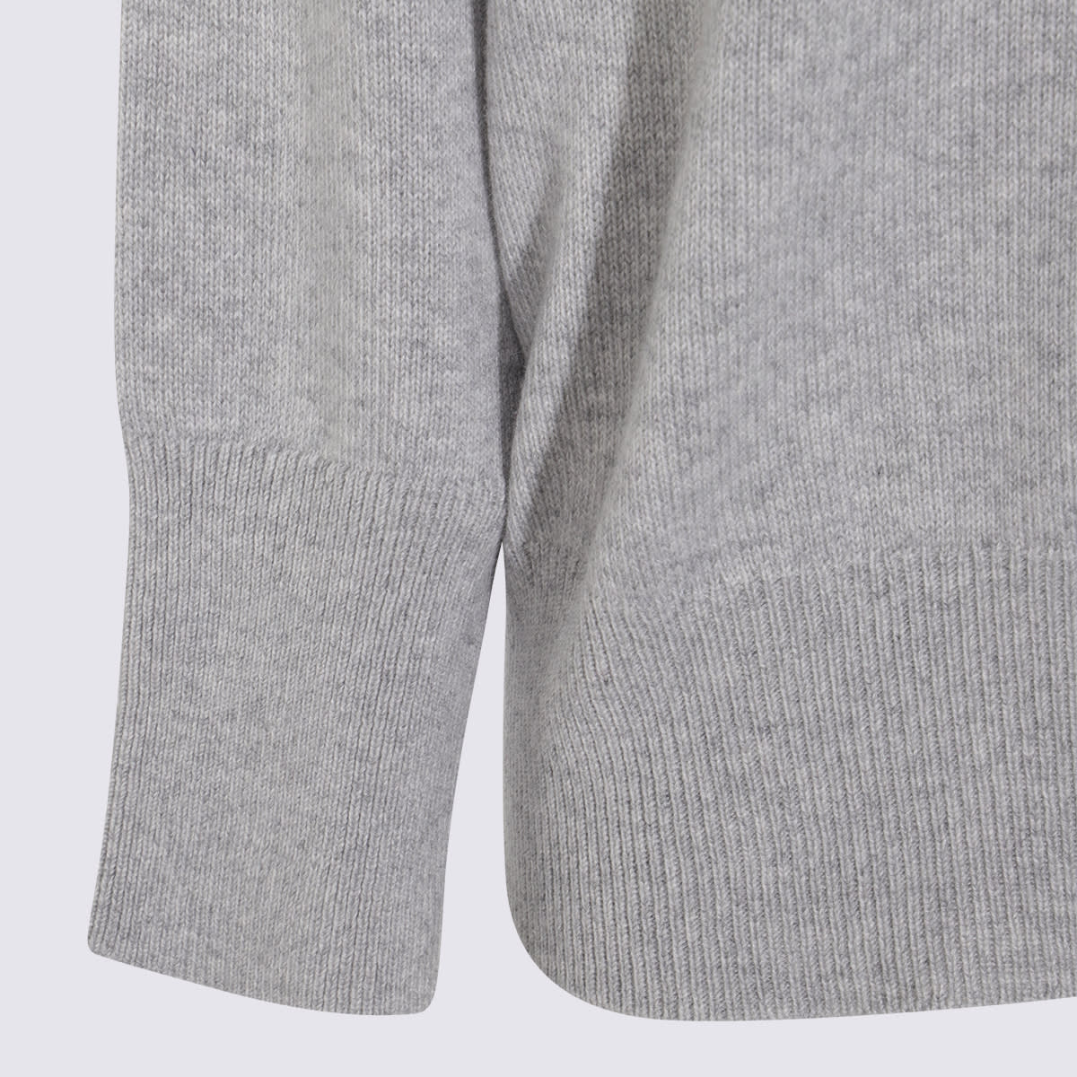 Brunello Cucinelli Soft Texture Crewneck Knitwear With Ribbed Finish In Gray