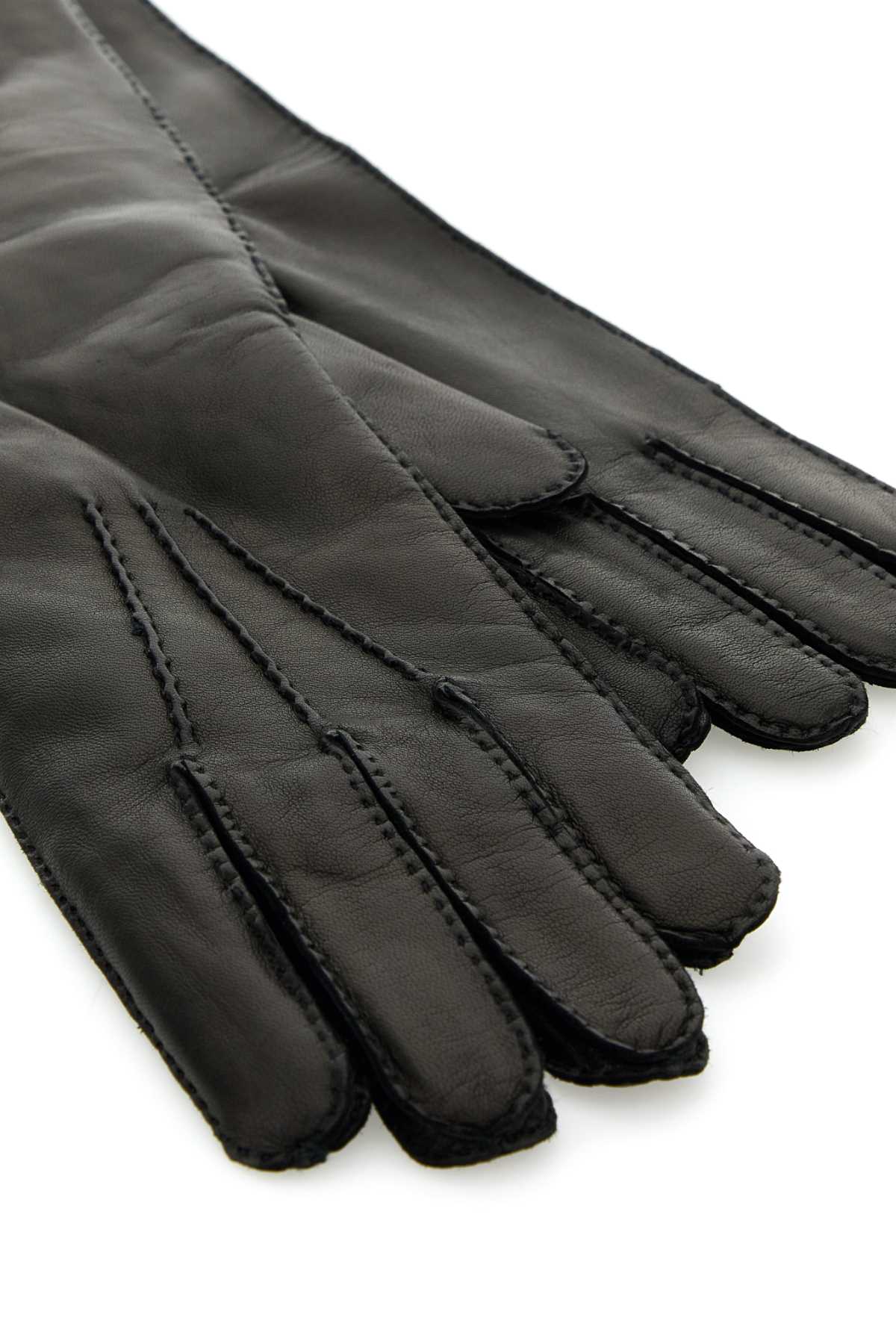 Shop Miu Miu Black Nappa Leather Gloves In Nero