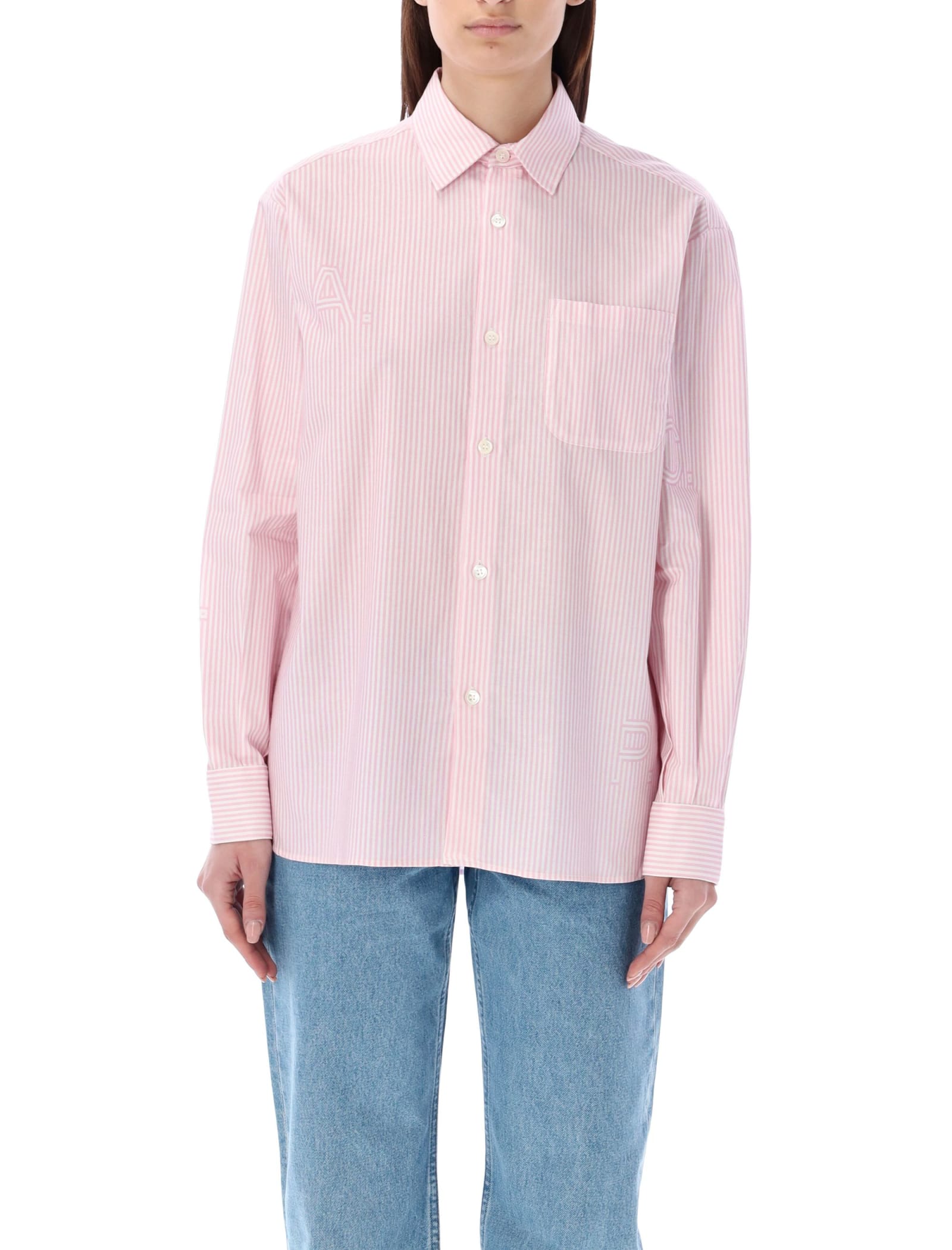 Shop Apc Sela Shirt Stripes In Pink