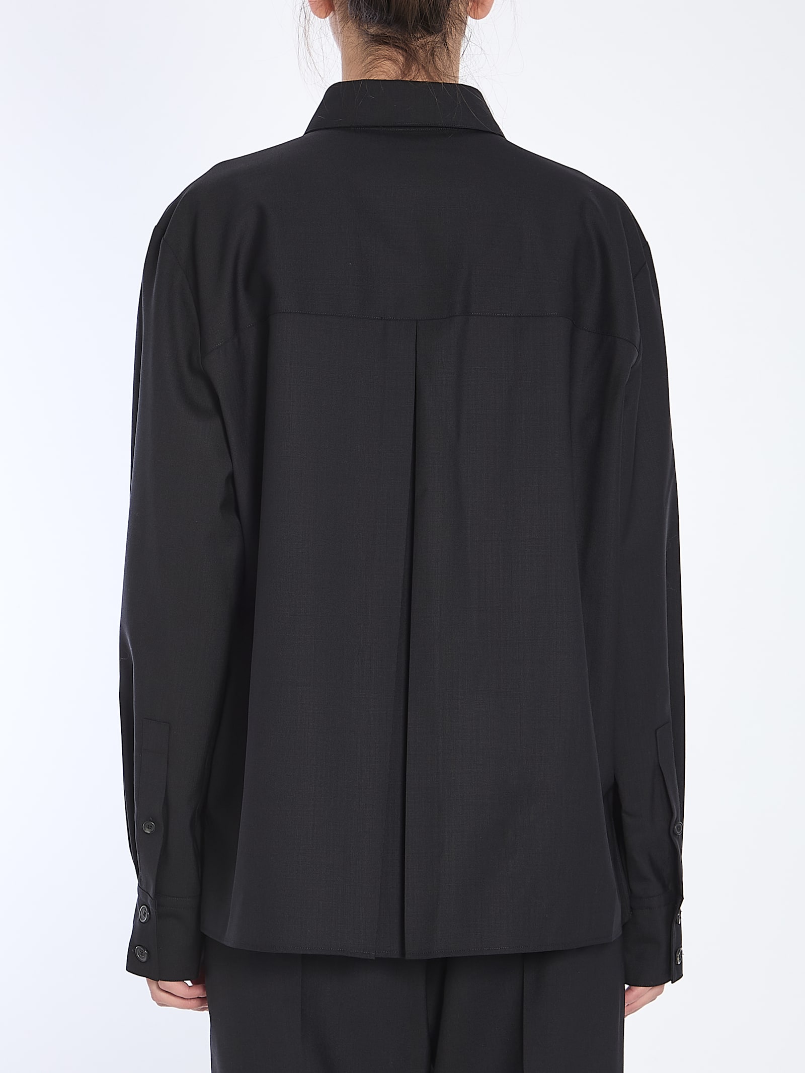 Khaite Yatty Shirt In Tropical Wool In Black