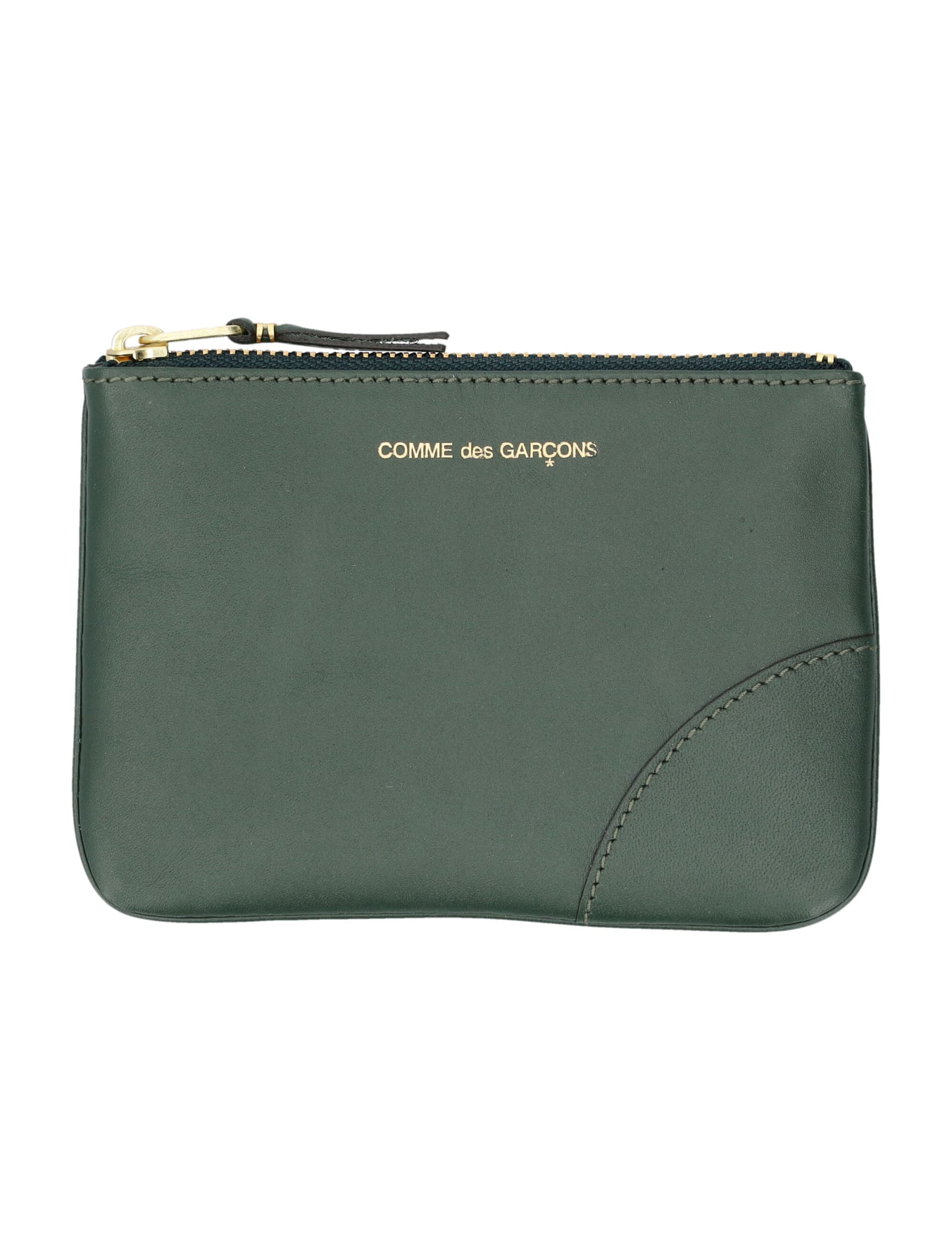 Comme Des Garçons Xsmall Zip Pouch Classic Leather In Bottle Green
