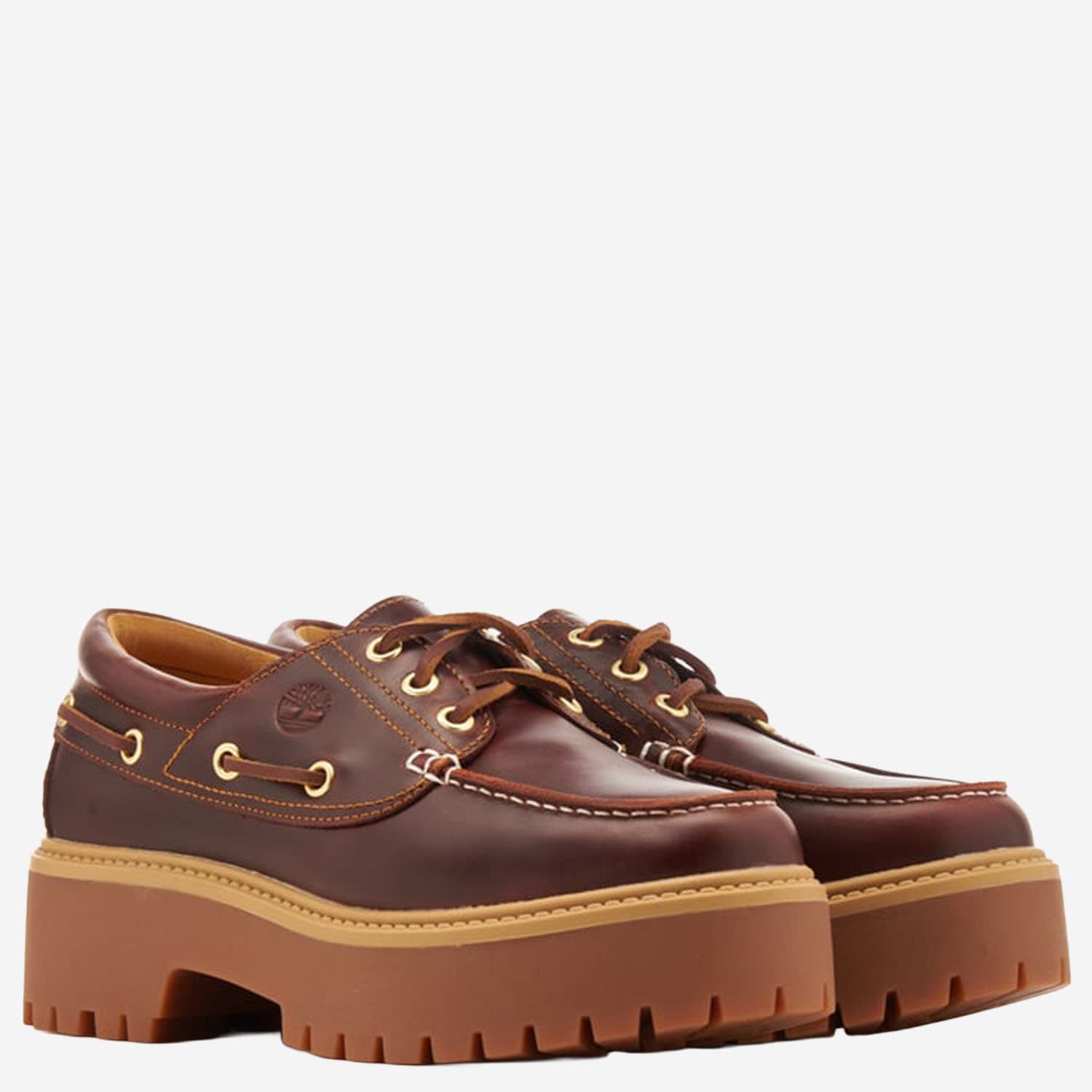 Timberland Boat Shoes Con Plateau Stone Street W Marrone Scuro In Multi