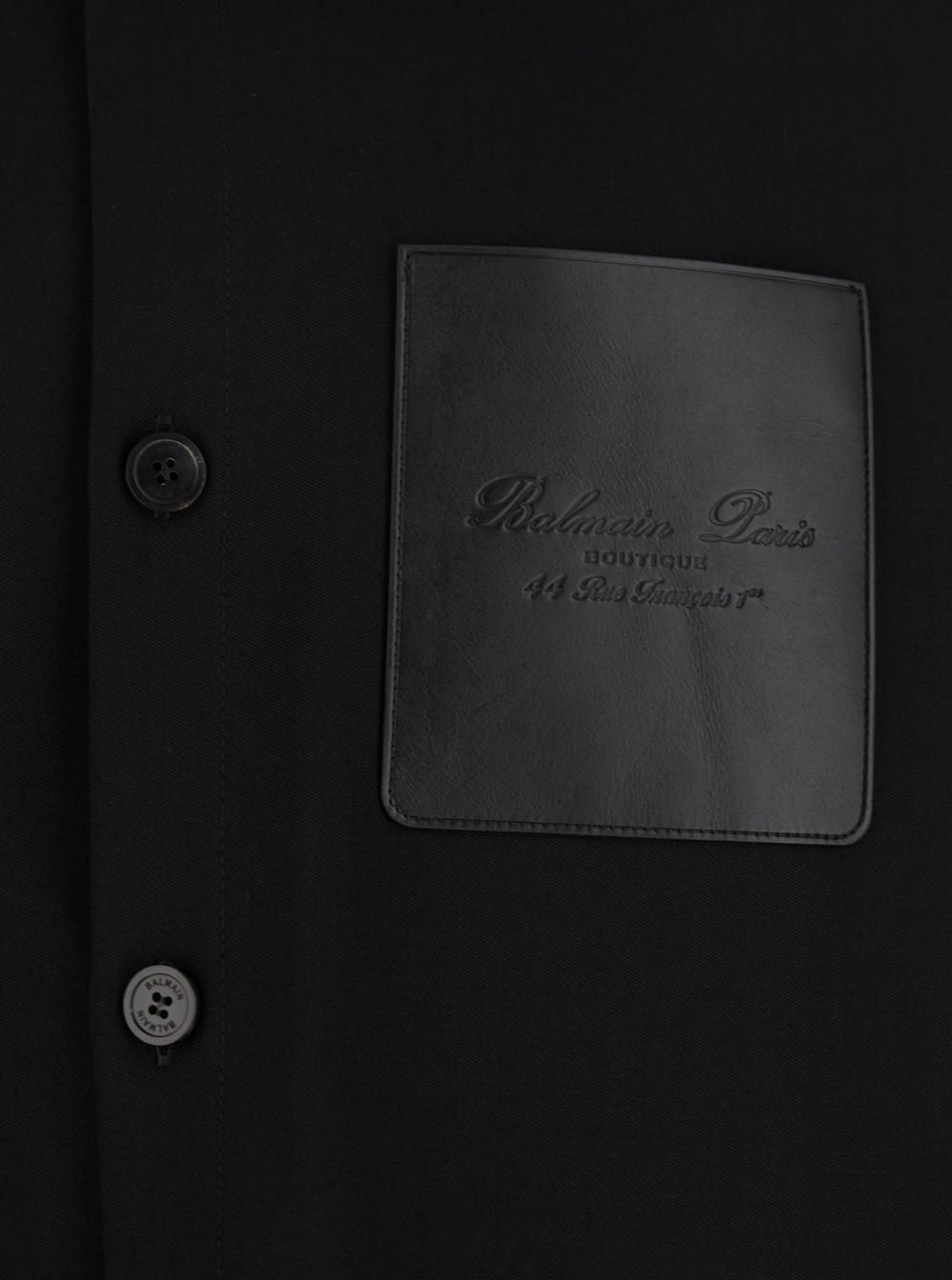 Balmain Black Shirt With Classic Collar And Logo Detail On The Pocket In Black