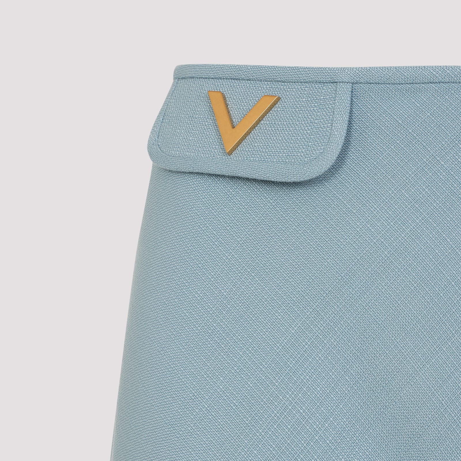 Valentino Womens Bluish Grey Vlogo Hardware Flared Woven Midi Skirt In Blue