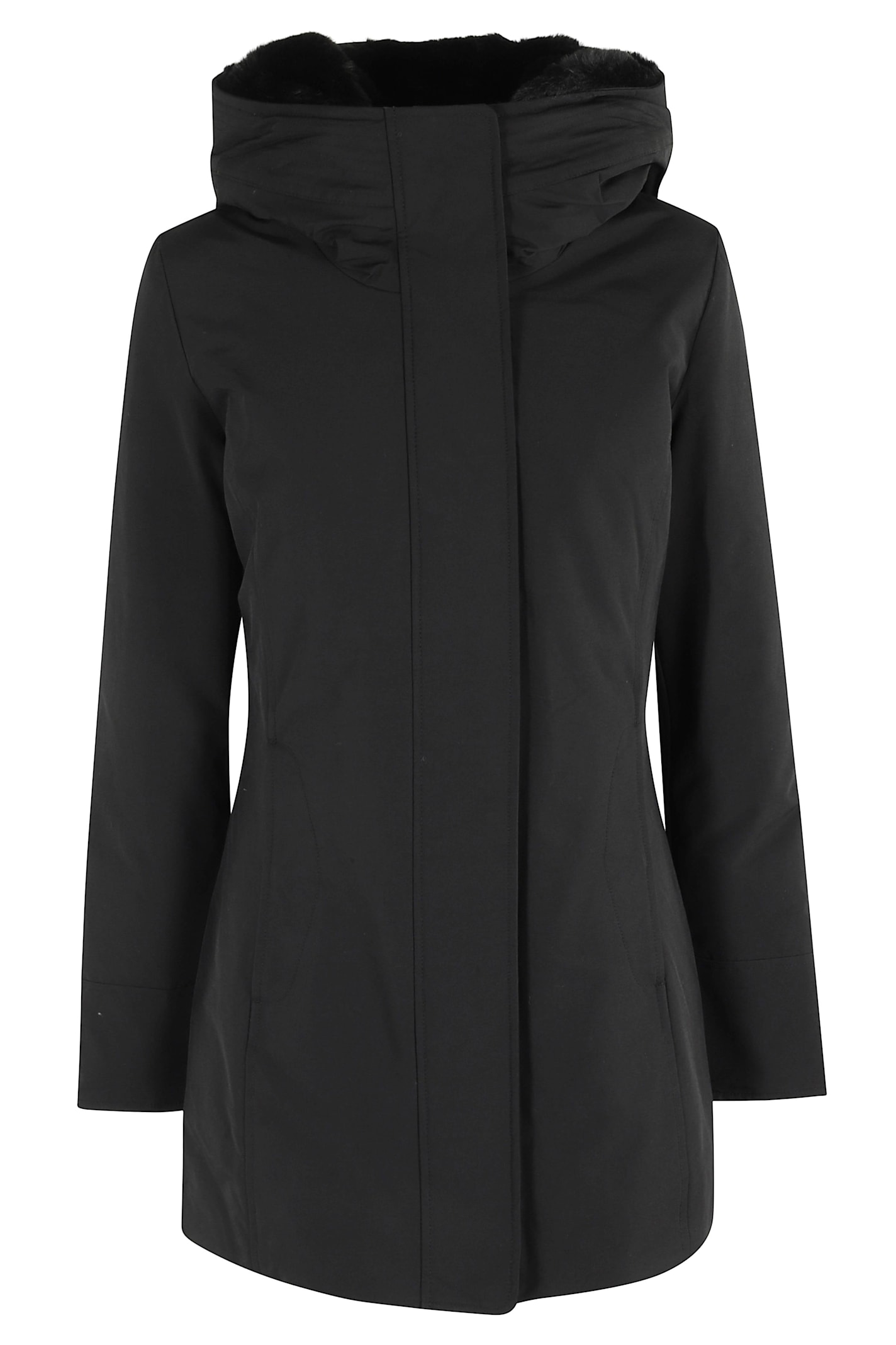 Woolrich Boulder Faux Fur Parka In Black
