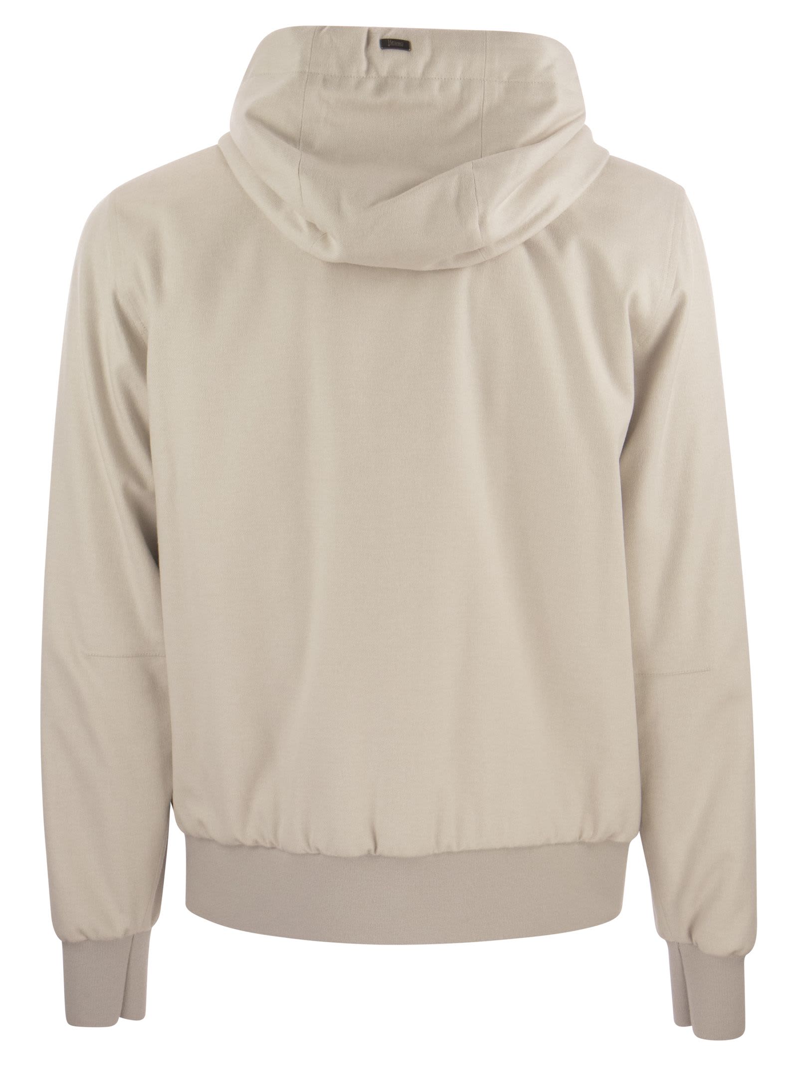Shop Herno Cashmere And Silk Hooded Jacket In Light Beige