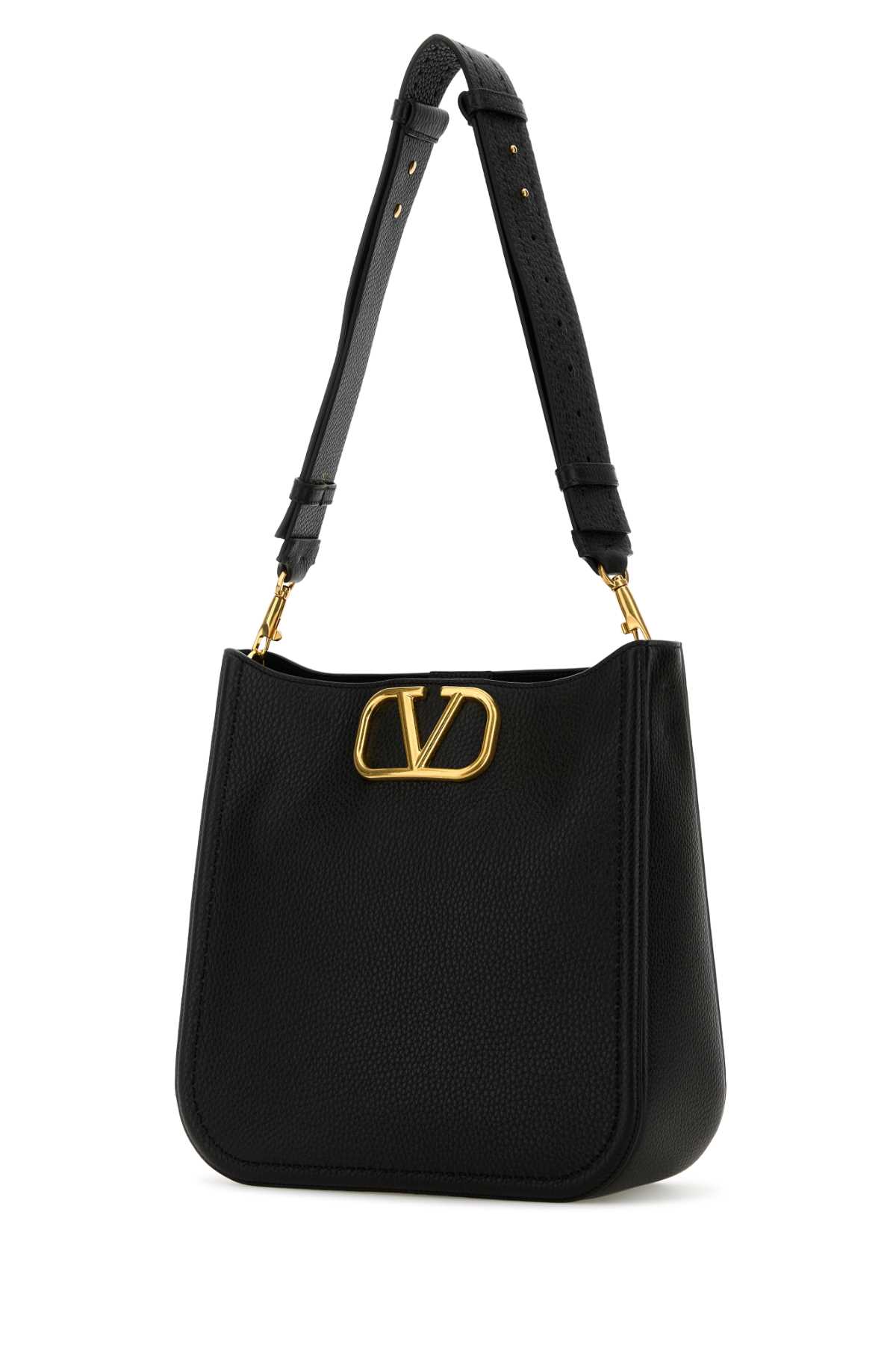 Shop Valentino Black Leather Vlogo Crossbody Bag In Nero