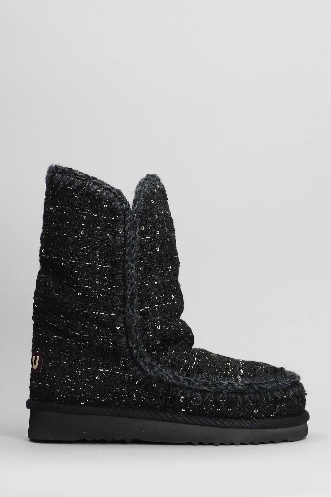 MOU ESKIMO 24 LOW HEELS ANKLE BOOTS IN BLACK LEATHER