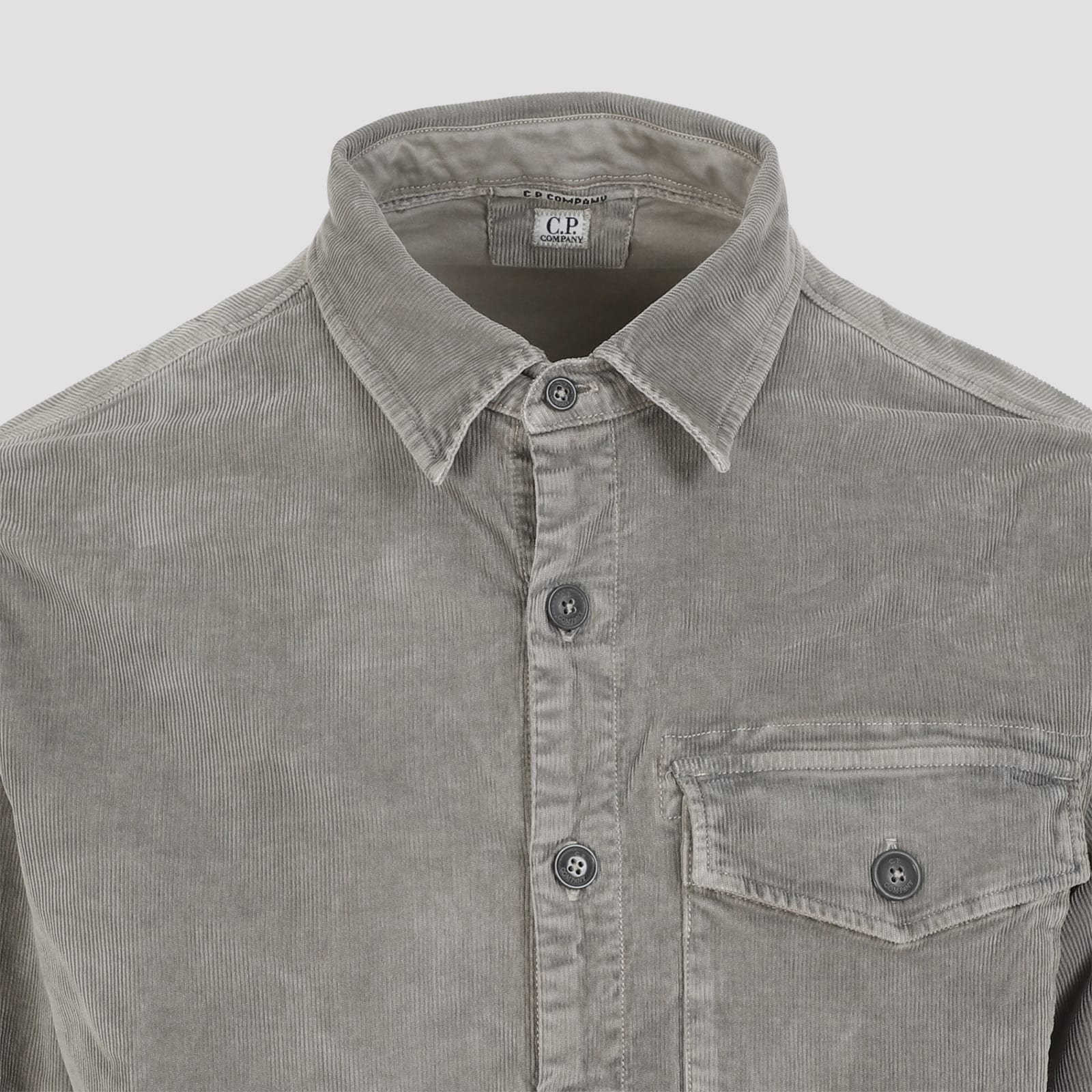 Shop C.p. Company Long Sleeves Corduroy Shirt In Walnut