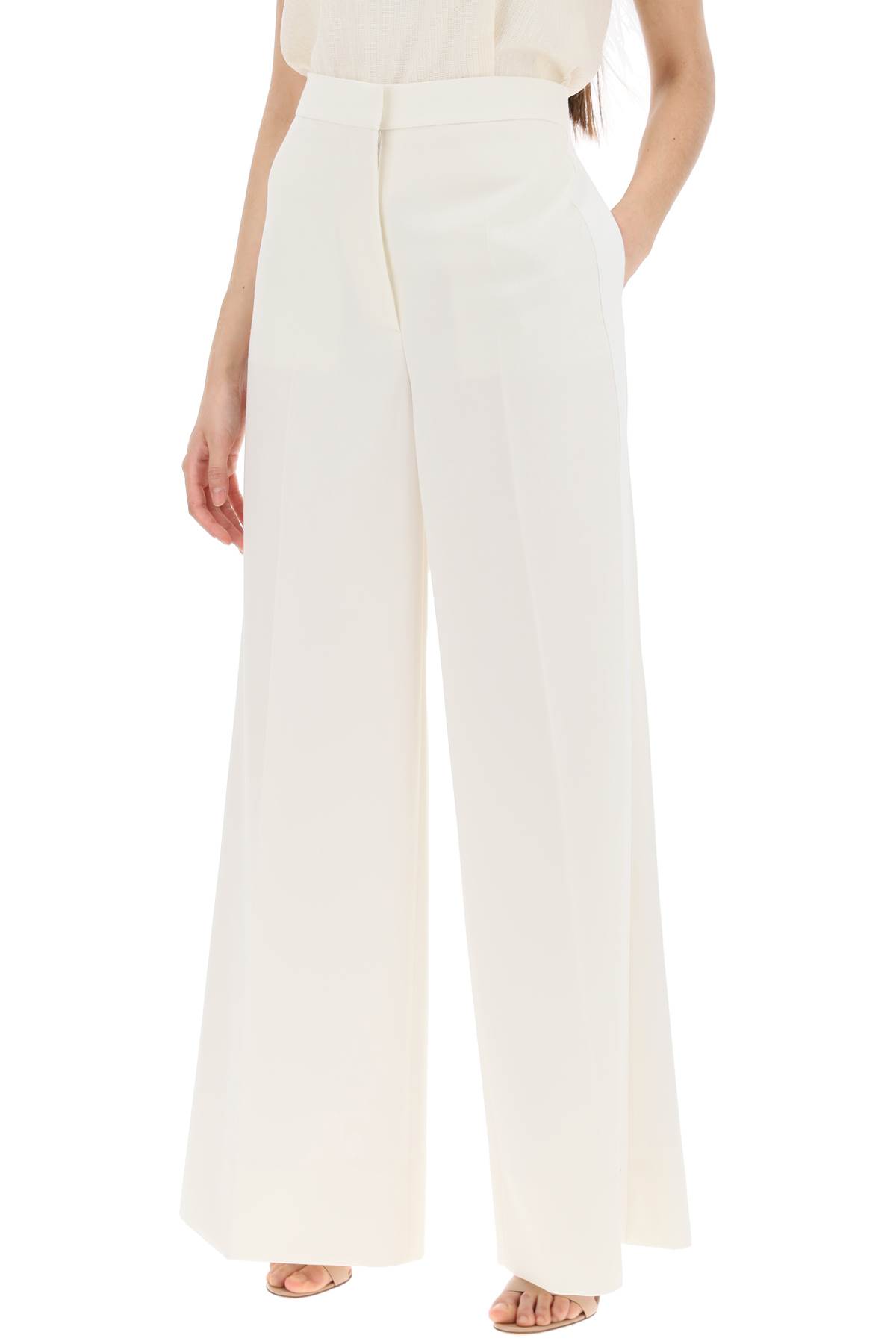 Shop Stella Mccartney Tailored Wool Trousers In Chalk (white)