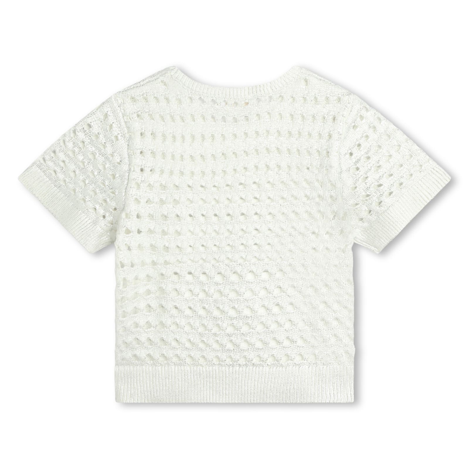 Shop Chloé Lamé Perforated T-shirt In White
