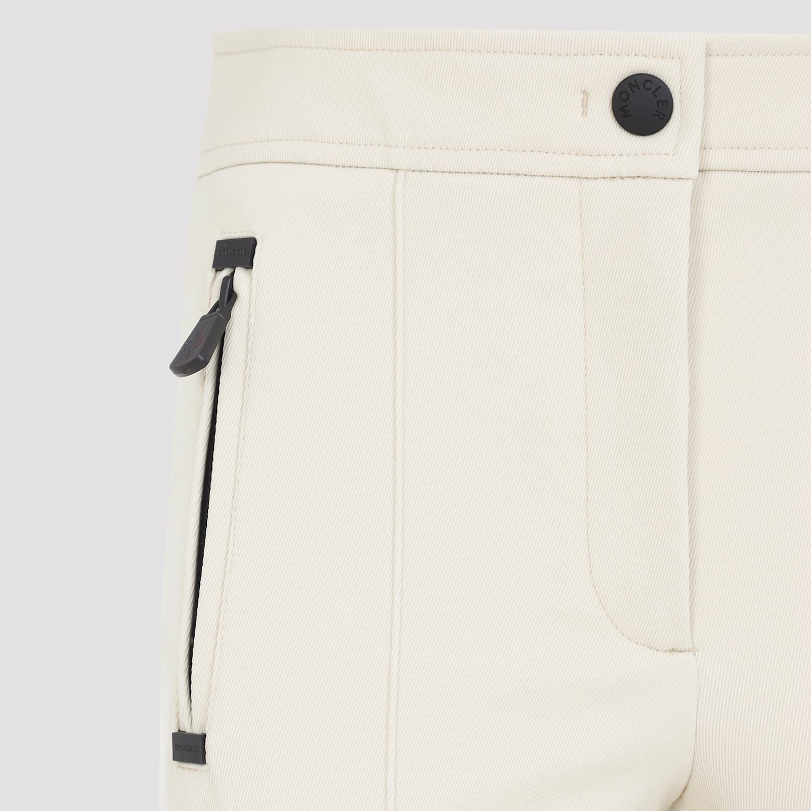 Moncler Seamed Trousers With Side Zipped Pockets In White