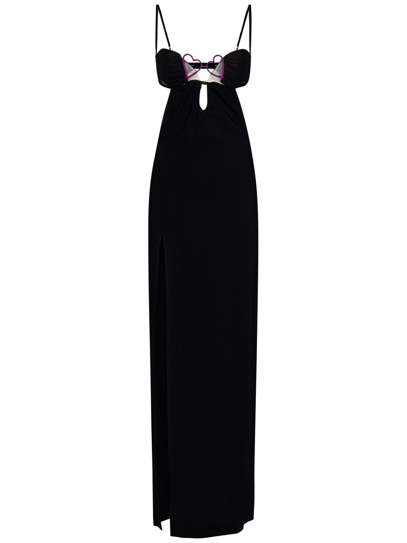 Nensi Dojaka Long Dress With Heart Detail In Black