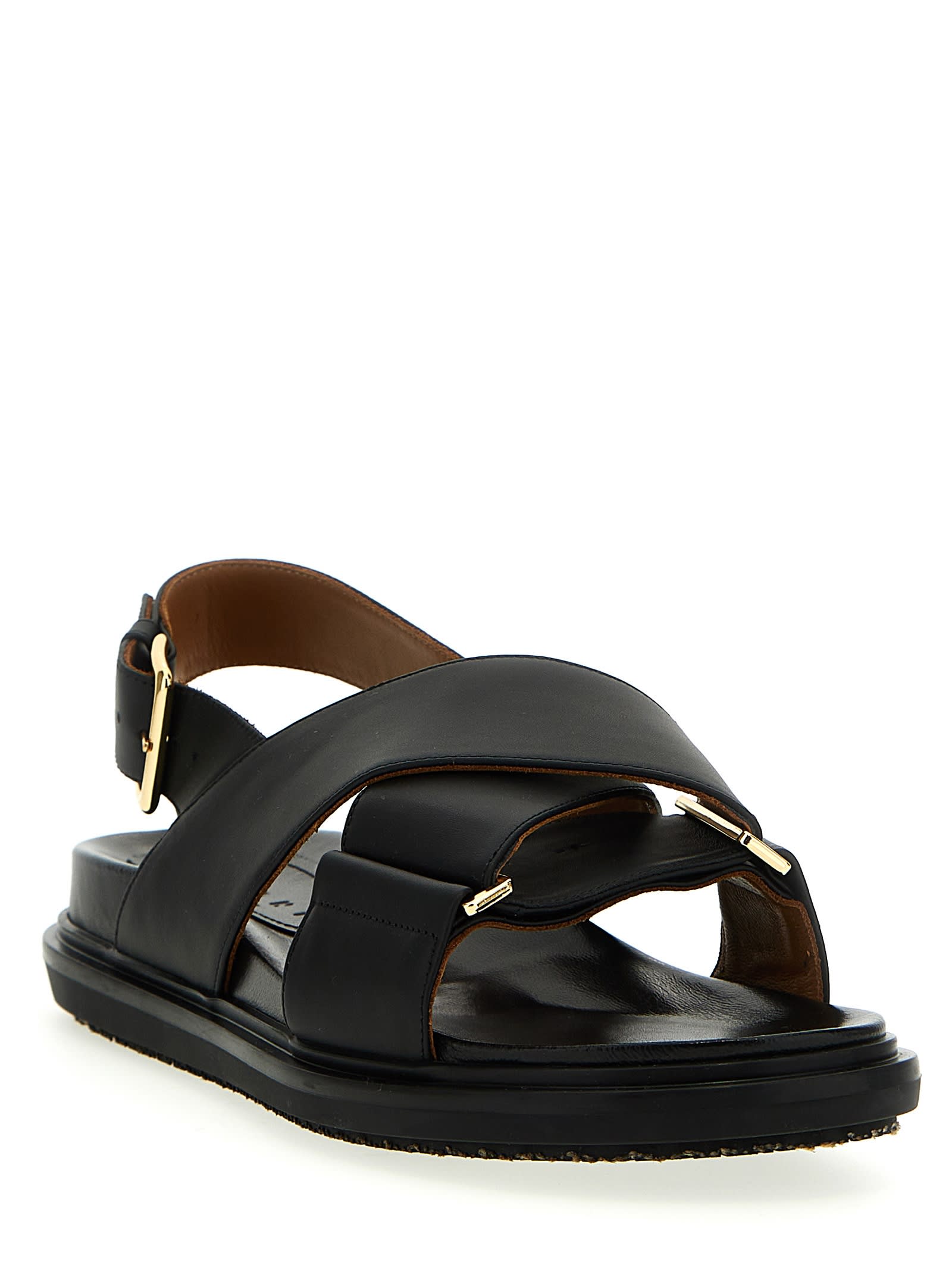 Shop Marni Fussbet Sandals In Black