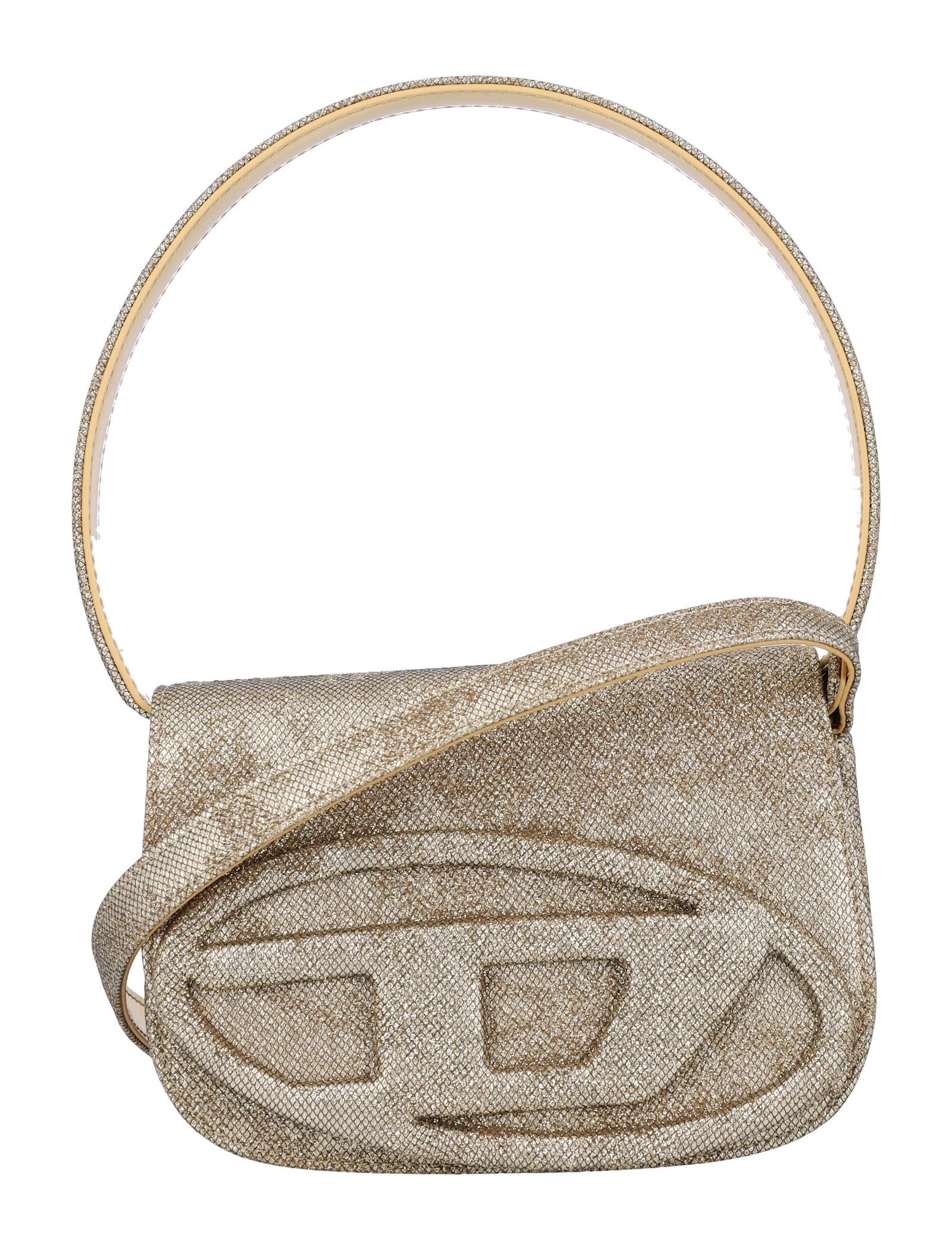 Diesel Women 1dr Glitter Fabric Shoulder Bag In Gold