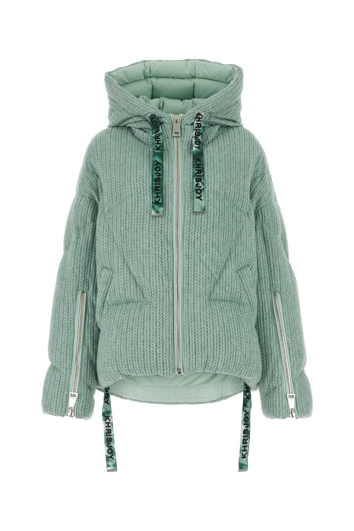 KHRISJOY MINT GREEN KNIT PUFF DOWN JACKET 