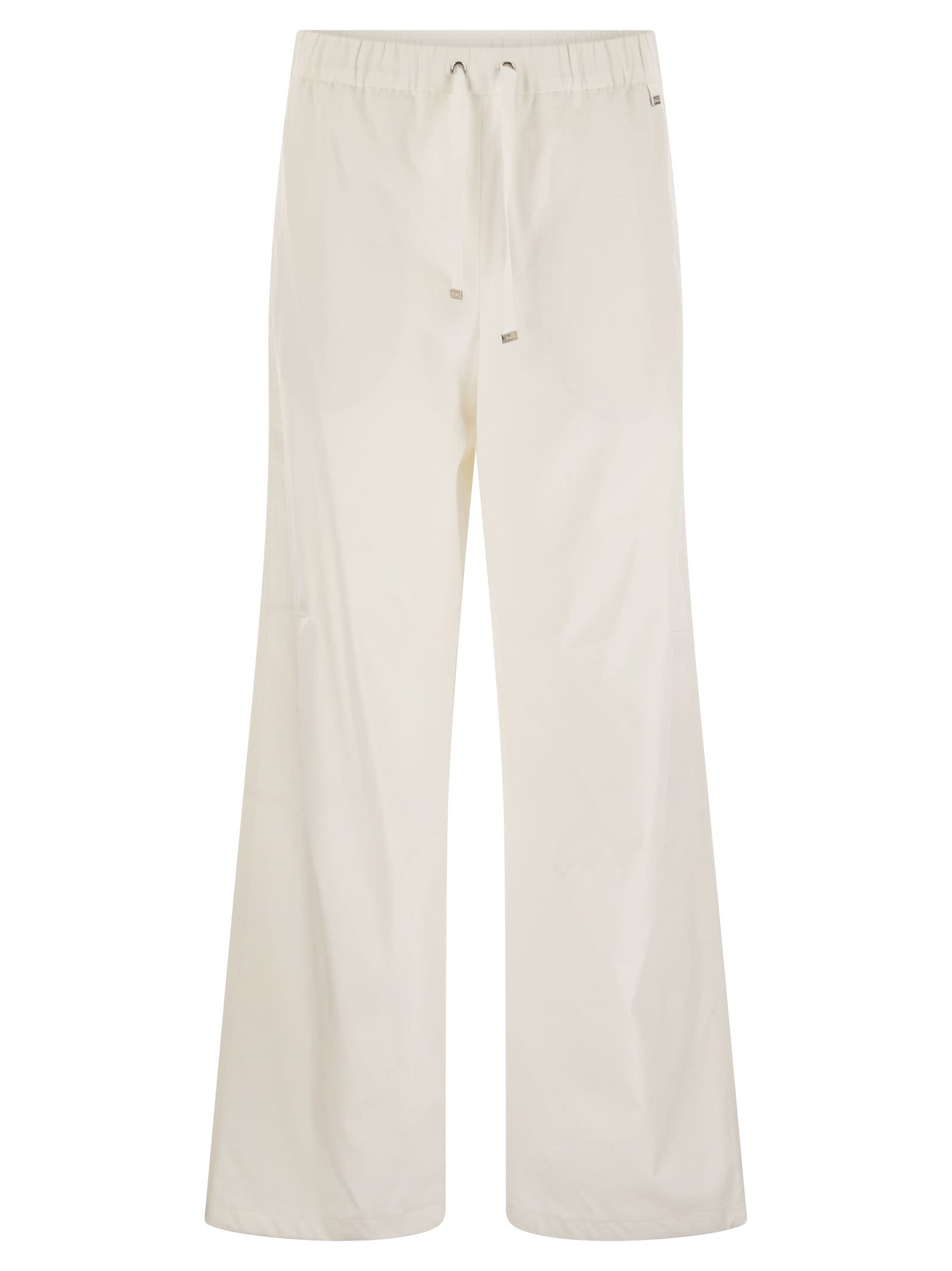 Herno Resort Trousers In Cotton Feel With Drawstring In White