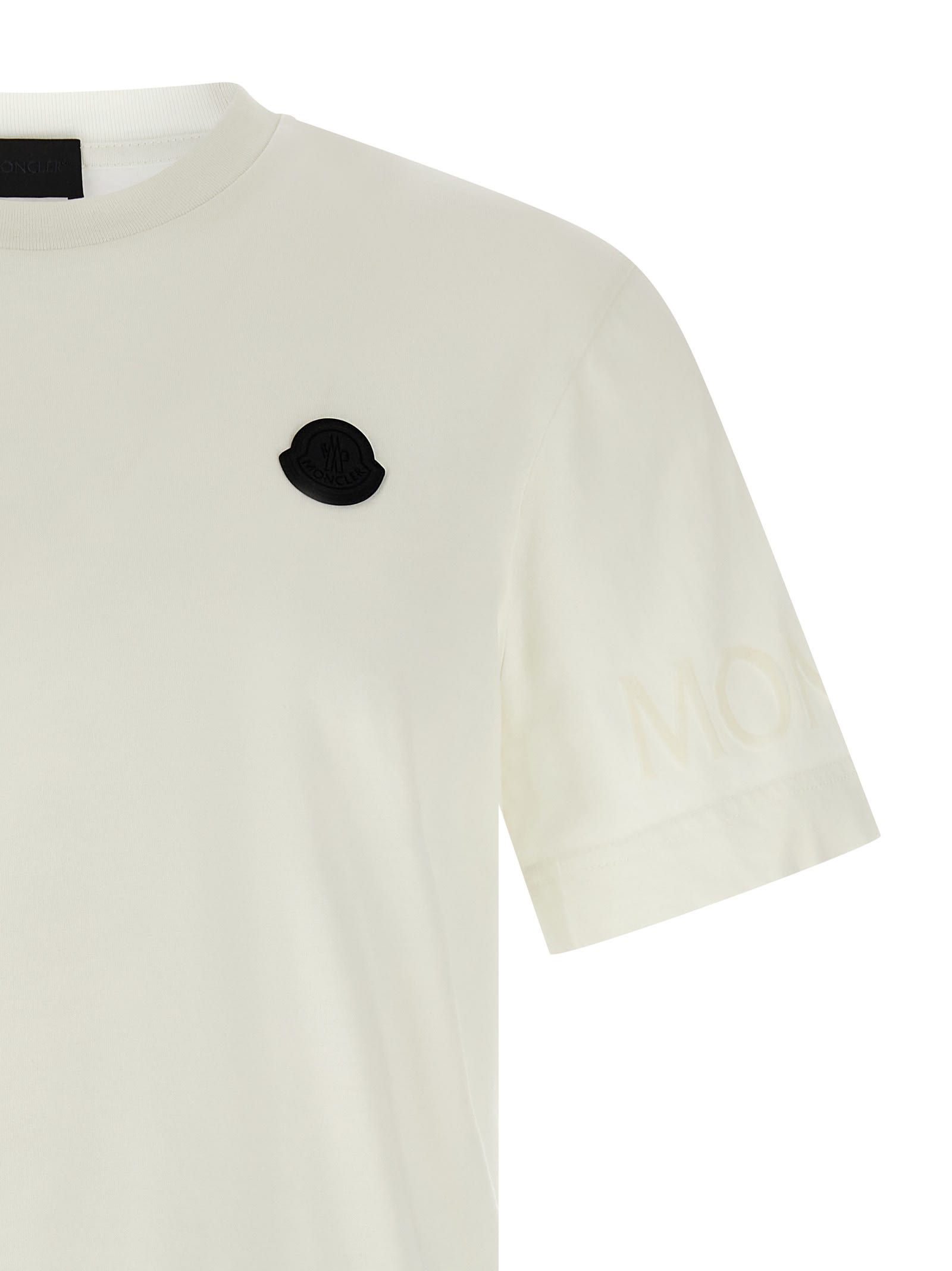 Moncler Cotton Jersey T-shirt With Contrasting Logo Patch In White