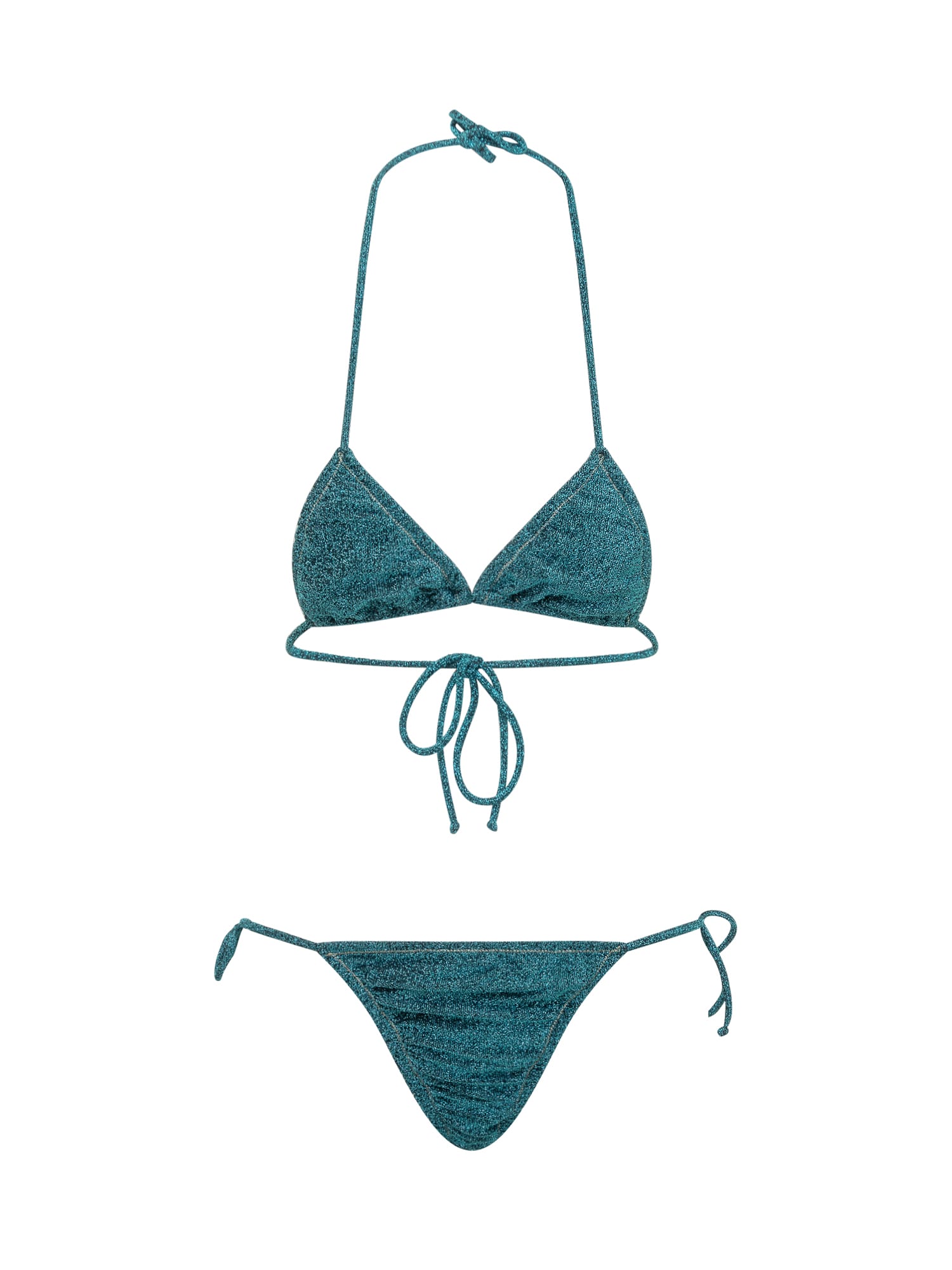 Reina Olga Two-piece Swimsuit In Blue Lurex