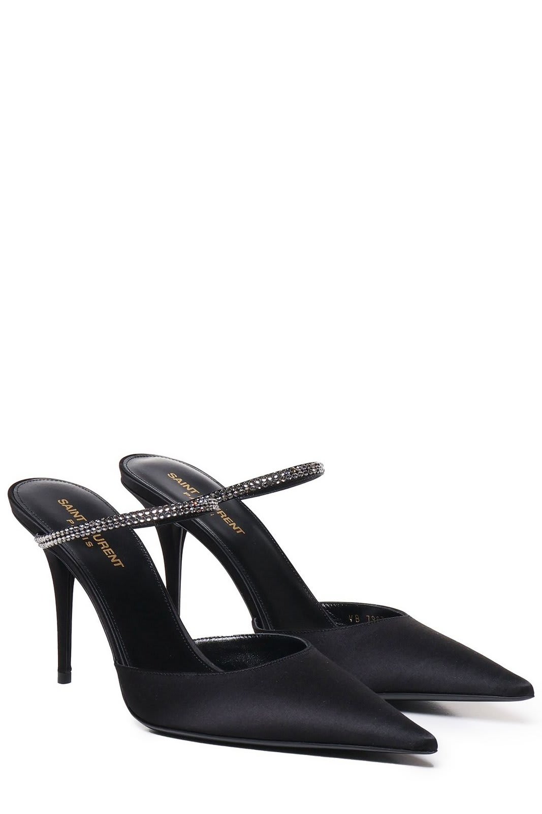 Saint Laurent Barbara Embellished Pointed Toe Pumps In Black