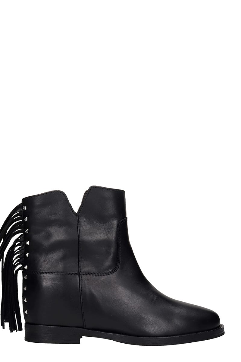 Via Roma 15 Ankel Boots Inside Wedge In Black Leather