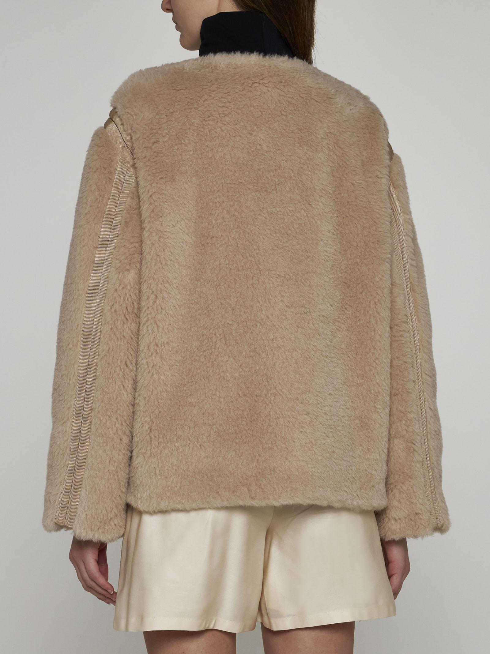 Shop Max Mara Panno Teddy Fabric Jacket In Beige